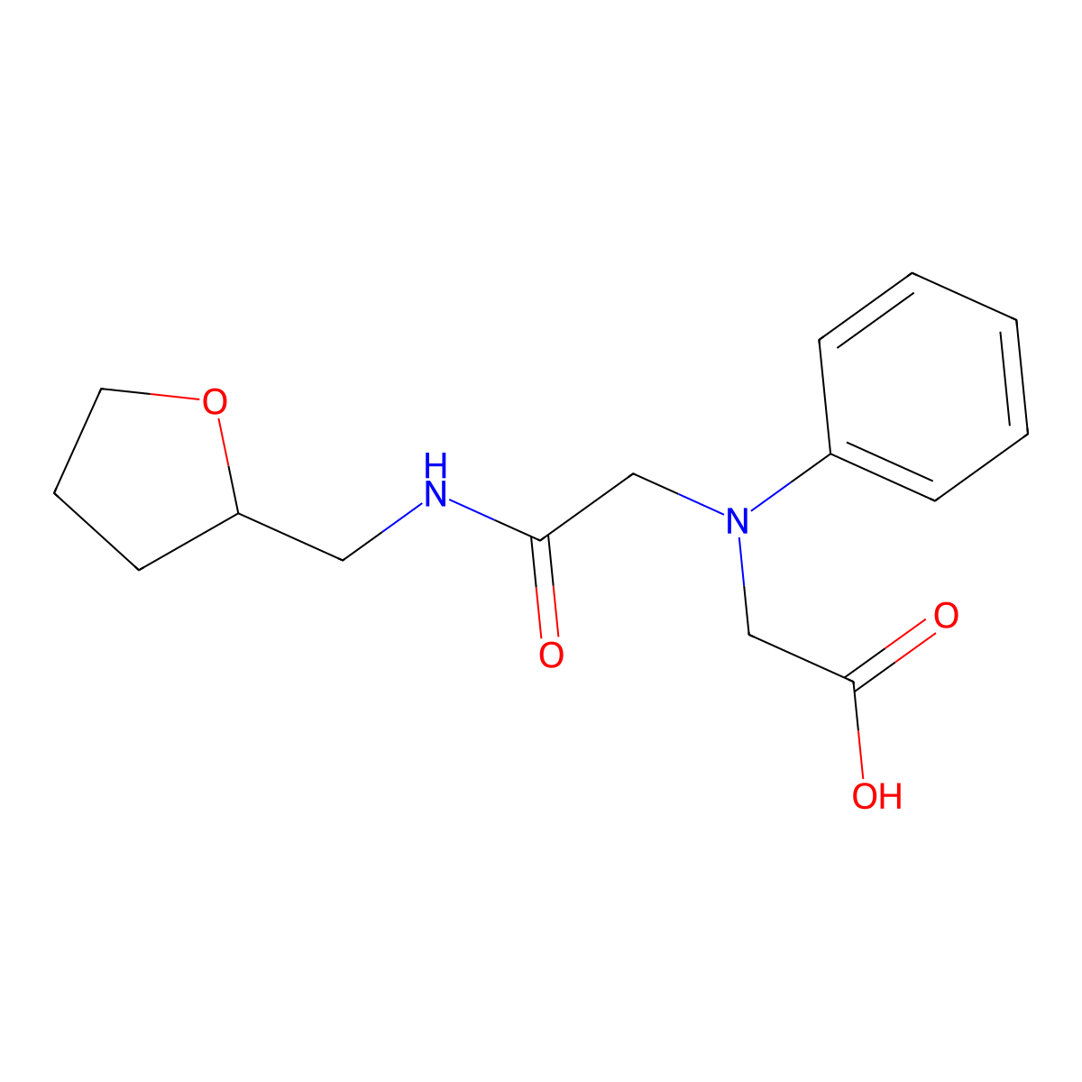 [{2-Oxo-2-[(tetrahydrofuran-2-ylmethyl)amino]-ethyl}(phenyl)amino]acetic acid molecular structure, CAS 1142204-70-3