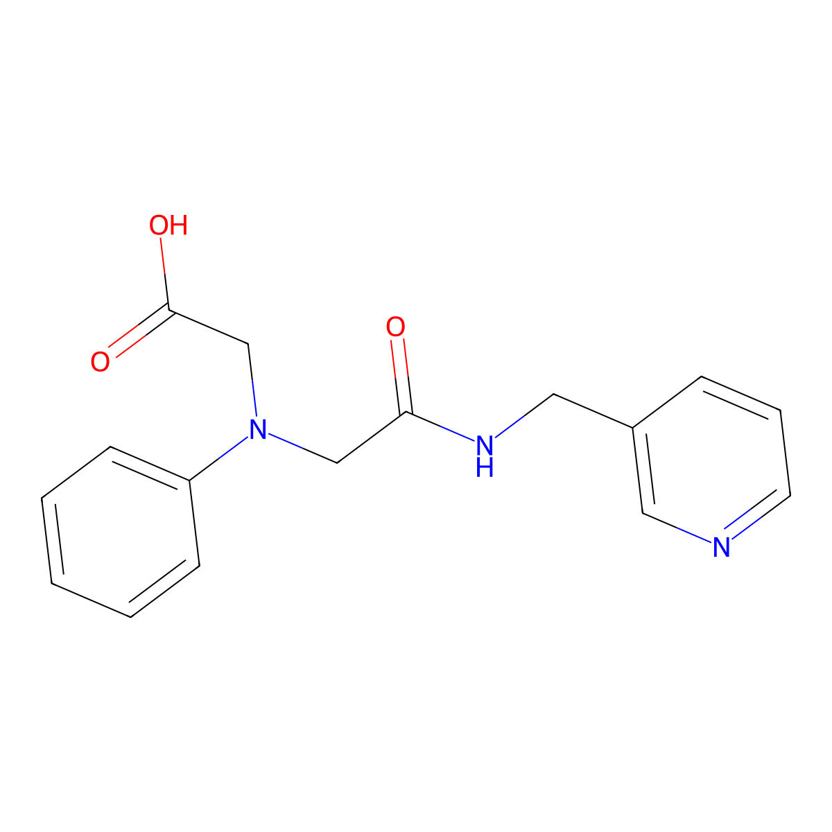[{2-Oxo-2-[(pyridin-3-ylmethyl)amino]-ethyl}(phenyl)amino]acetic acid molecular structure, CAS 1142204-85-0