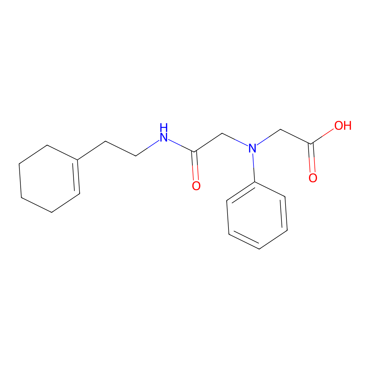 [{2-[(2-Cyclohex-1-en-1-ylethyl)amino]-2-oxoethyl}(phenyl)amino]acetic acid molecular structure, CAS 1142204-89-4
