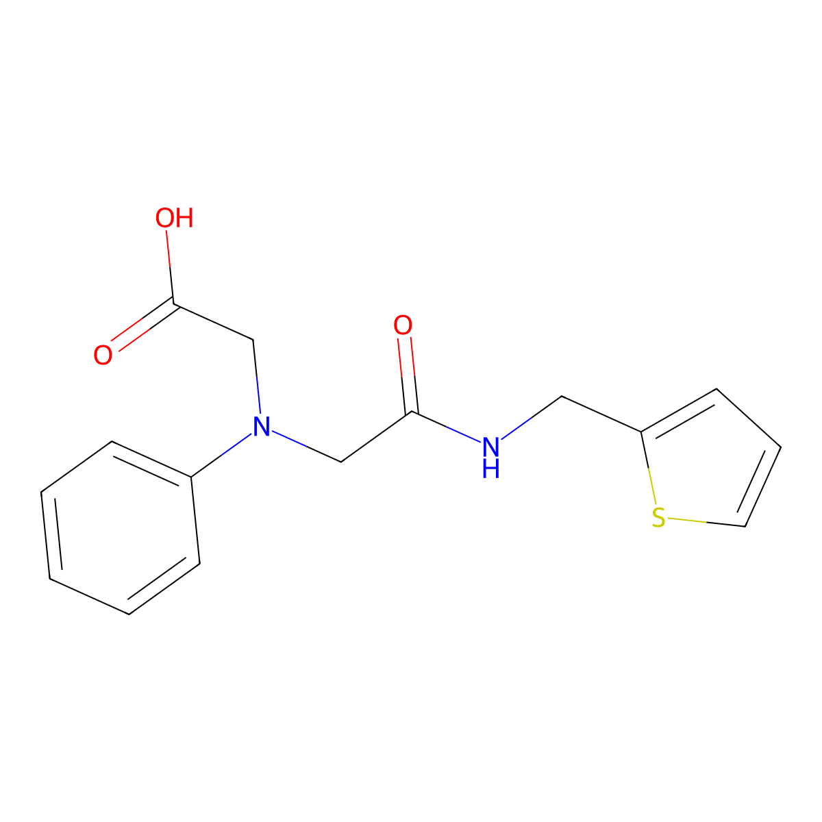 [{2-Oxo-2-[(2-thienylmethyl)amino]ethyl}(phenyl)-amino]acetic acid molecular structure, CAS 1142205-26-2