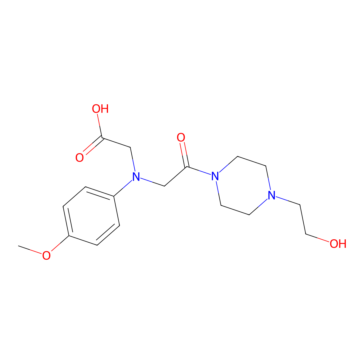 [{2-[4-(2-Hydroxyethyl)piperazin-1-yl]-2-oxoethyl}(4-methoxyphenyl)amino]acetic acid molecular structure, CAS 1142205-45-5