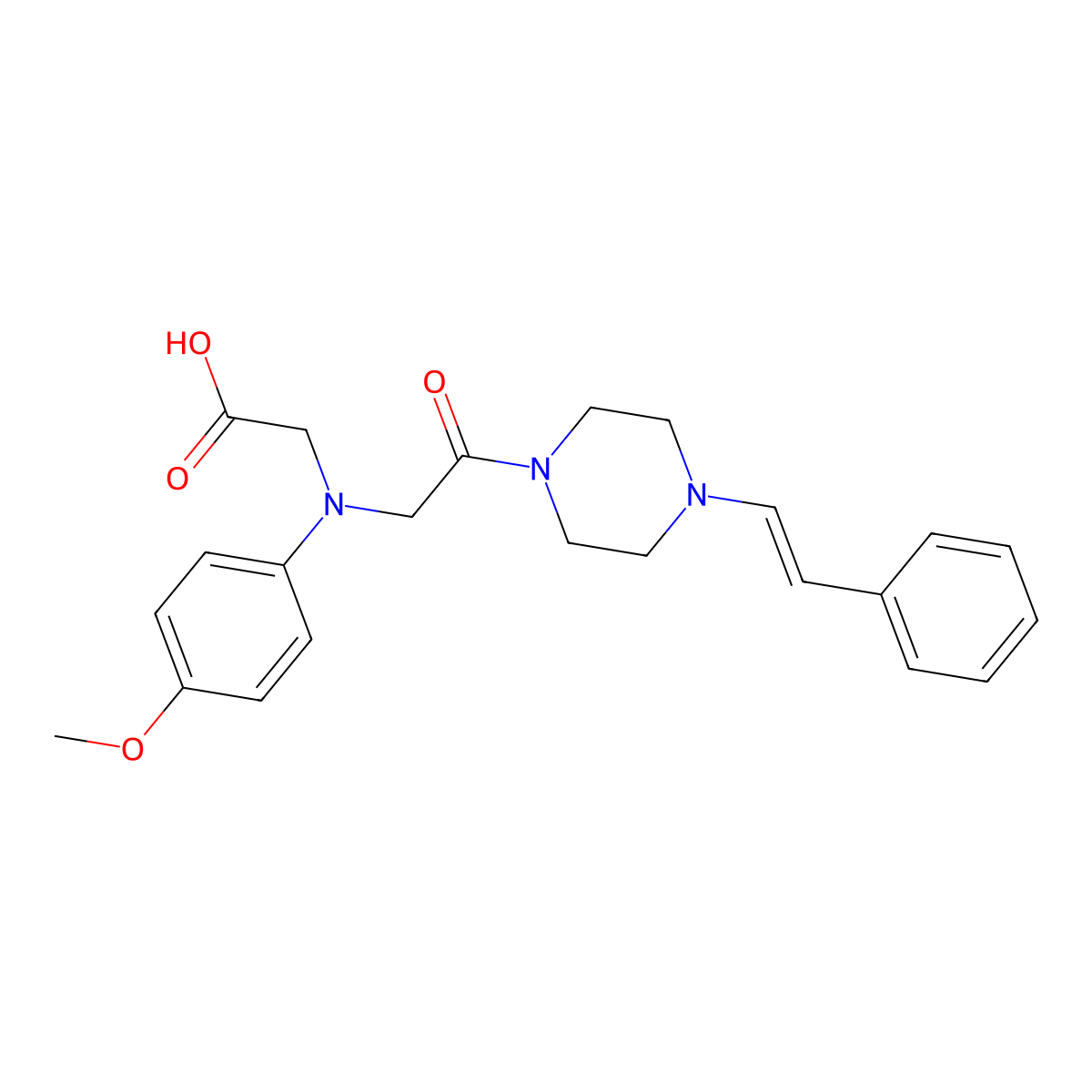 [(4-Methoxyphenyl)(2-oxo-2-{4-[(E)-2-phenylvinyl]-piperazin-1-yl}ethyl)amino]acetic acid molecular structure, CAS 1142205-54-6