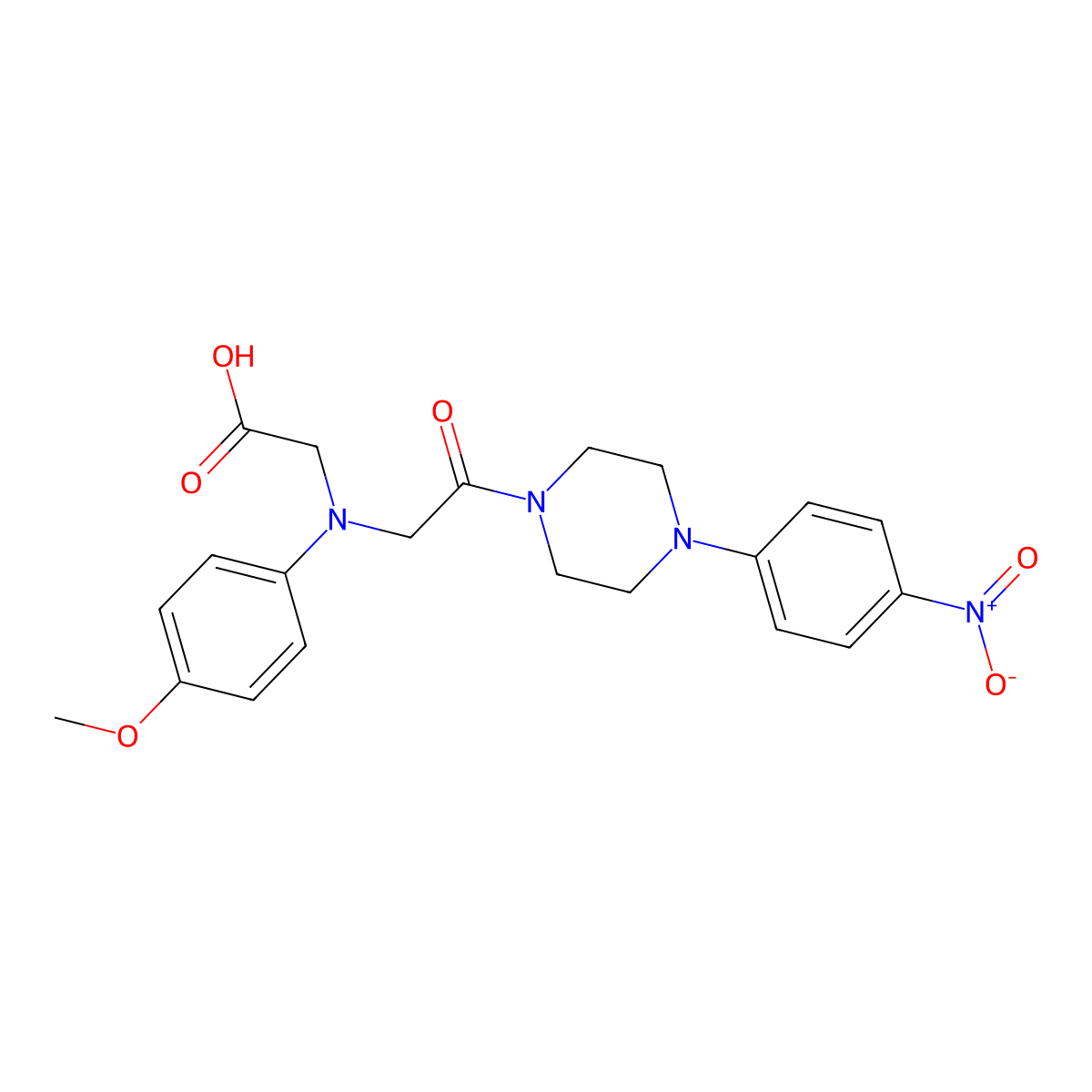 ((4-Methoxyphenyl){2-[4-(4-nitrophenyl)piperazin-1-yl]-2-oxoethyl}amino)acetic acid molecular structure, CAS 1142205-55-7