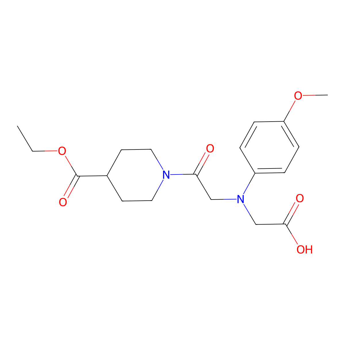 [{2-[4-(Ethoxycarbonyl)piperidin-1-yl]-2-oxoethyl}(4-methoxyphenyl)amino]acetic acid molecular structure, CAS 1142205-71-7