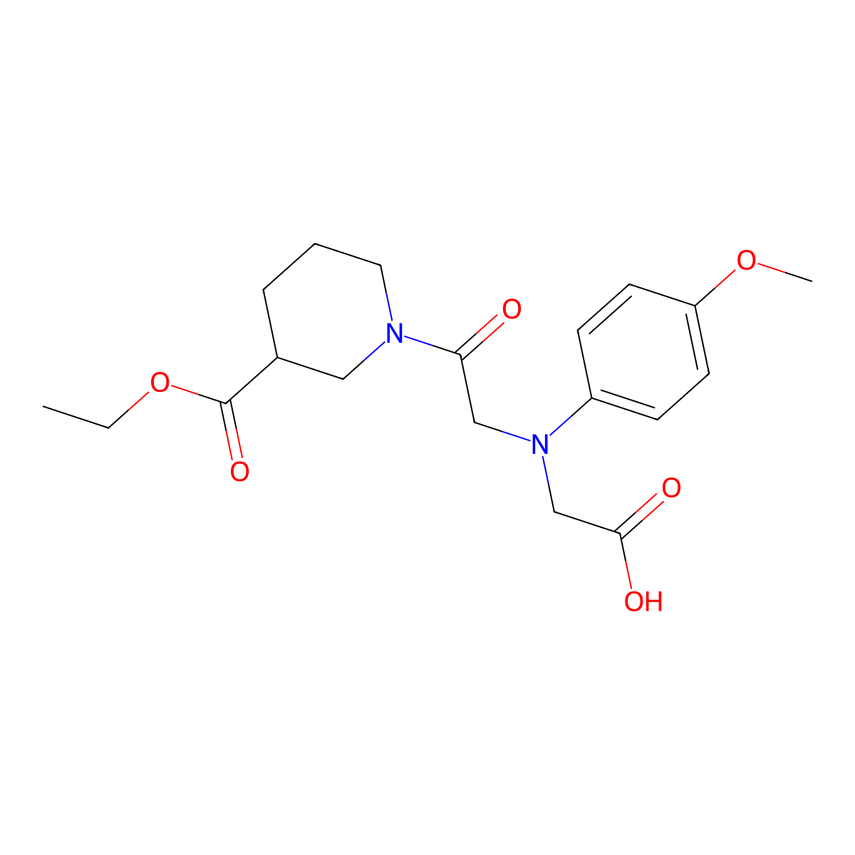 [{2-[3-(Ethoxycarbonyl)piperidin-1-yl]-2-oxoethyl}(4-methoxyphenyl)amino]acetic acid molecular structure, CAS 1142205-73-9