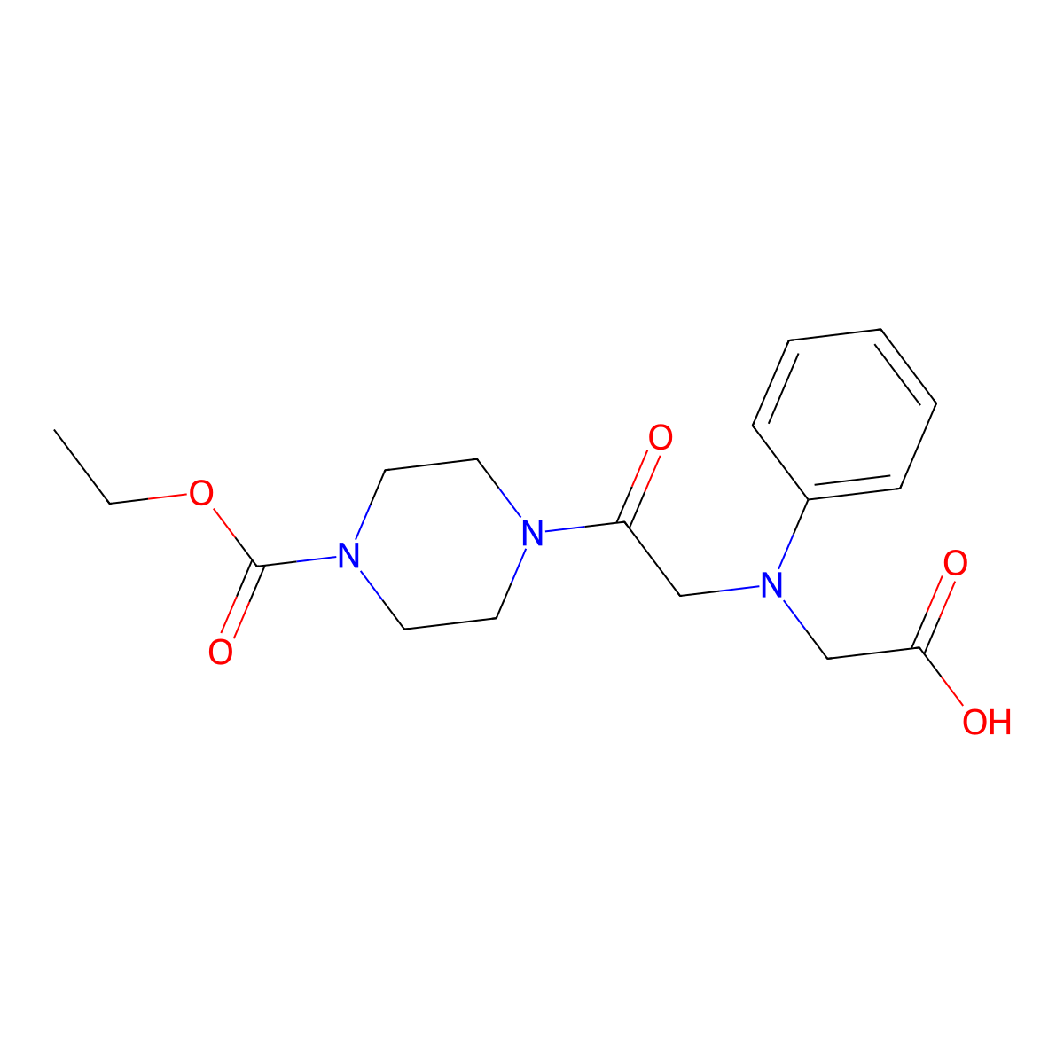 [{2-[4-(Ethoxycarbonyl)piperazin-1-yl]-2-oxoethyl}(phenyl)amino]acetic acid molecular structure, CAS 1142206-00-5