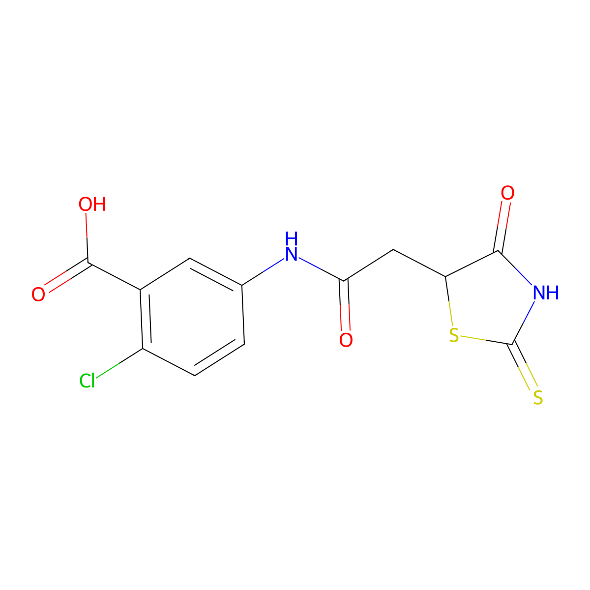 2-Chloro-5-{[(2-mercapto-4-oxo-4,5-dihydro-1,3-thiazol-5-yl)acetyl]amino}benzoic acid molecular structure, CAS 1142206-91-4