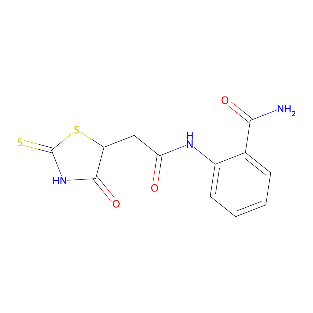 2-{[(2-Mercapto-4-oxo-4,5-dihydro-1,3-thiazol-5-yl)acetyl]amino}benzamide molecular structure, CAS 1142207-11-1