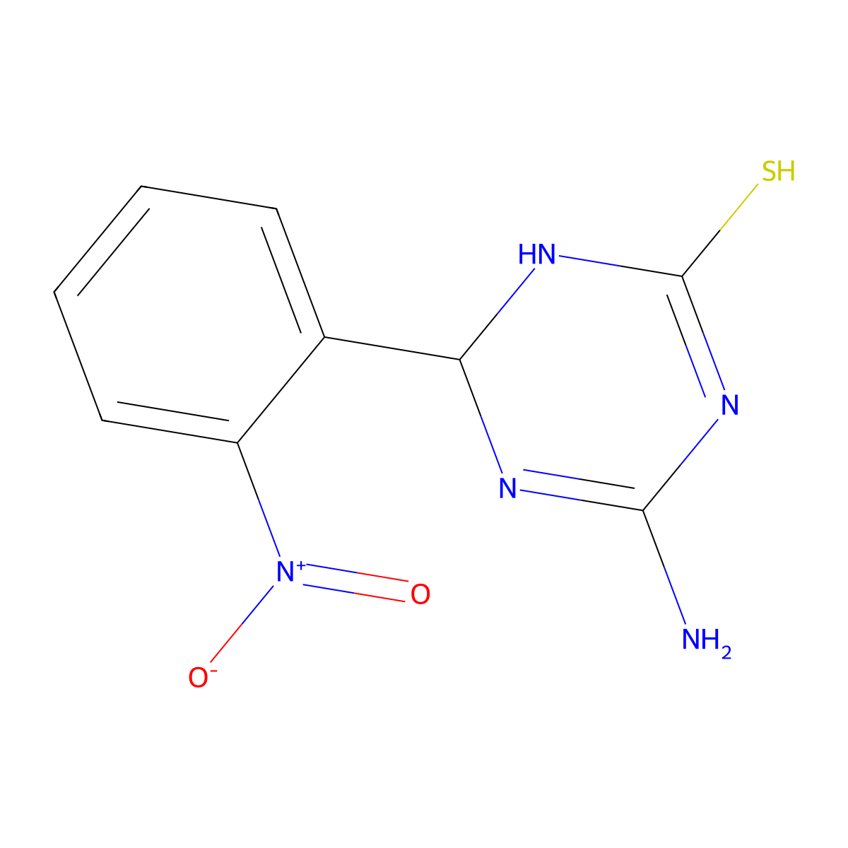 4-Amino-6-(2-nitrophenyl)-1,6-dihydro-1,3,5-triazine-2-thiol molecular structure, CAS 1142207-45-1