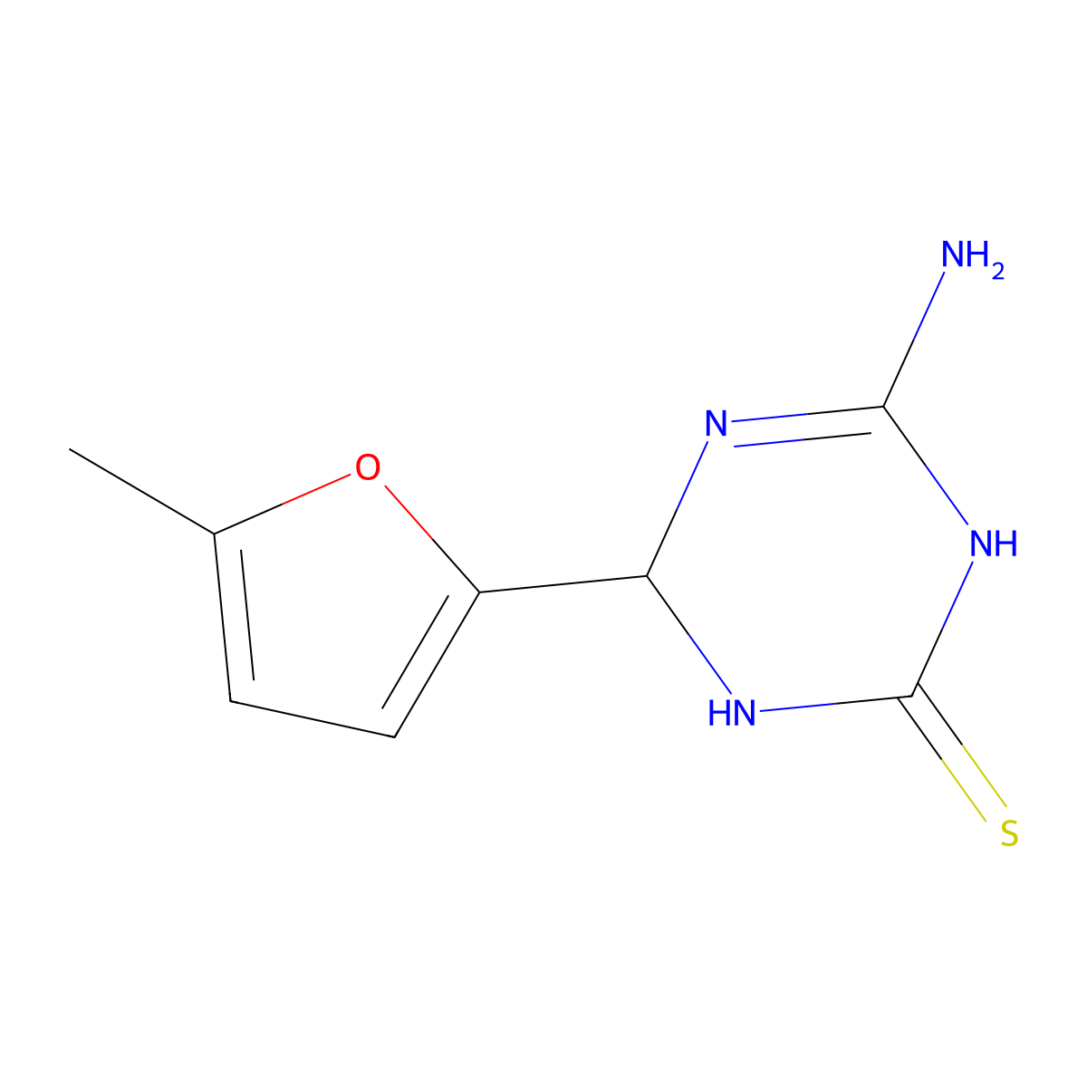 4-Amino-6-(5-methyl-2-furyl)-1,6-dihydro-1,3,5-triazine-2-thiol molecular structure, CAS 1142208-50-1