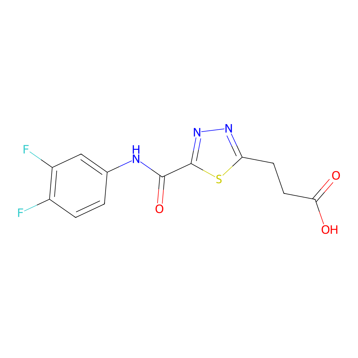 3-(5-{[(3,4-Difluorophenyl)amino]carbonyl}-1,3,4-thiadiazol-2-yl)propanoic acid molecular structure, CAS 1142209-39-9