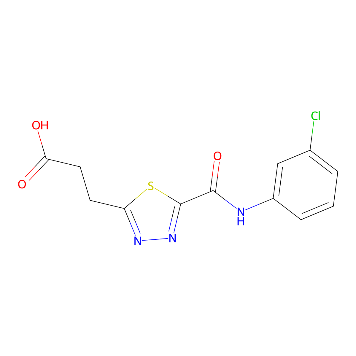 3-(5-{[(3-Chlorophenyl)amino]carbonyl}-1,3,4-thiadiazol-2-yl)propanoic acid molecular structure, CAS 1142209-40-2
