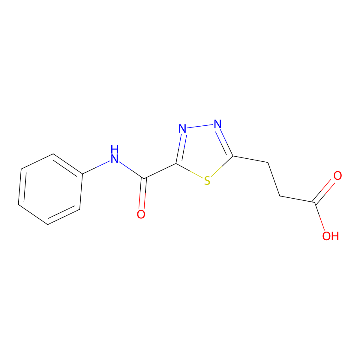 3-[5-(Anilinocarbonyl)-1,3,4-thiadiazol-2-YL]-propanoic acid molecular structure, CAS 1142209-41-3
