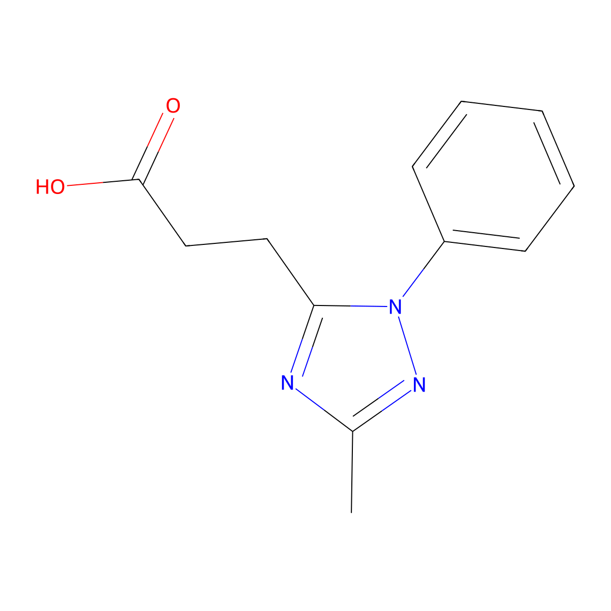3-(3-methyl-1-phenyl-1H-1,2,4-triazol-5-yl)propanoic acid molecular structure, CAS 1142209-42-4