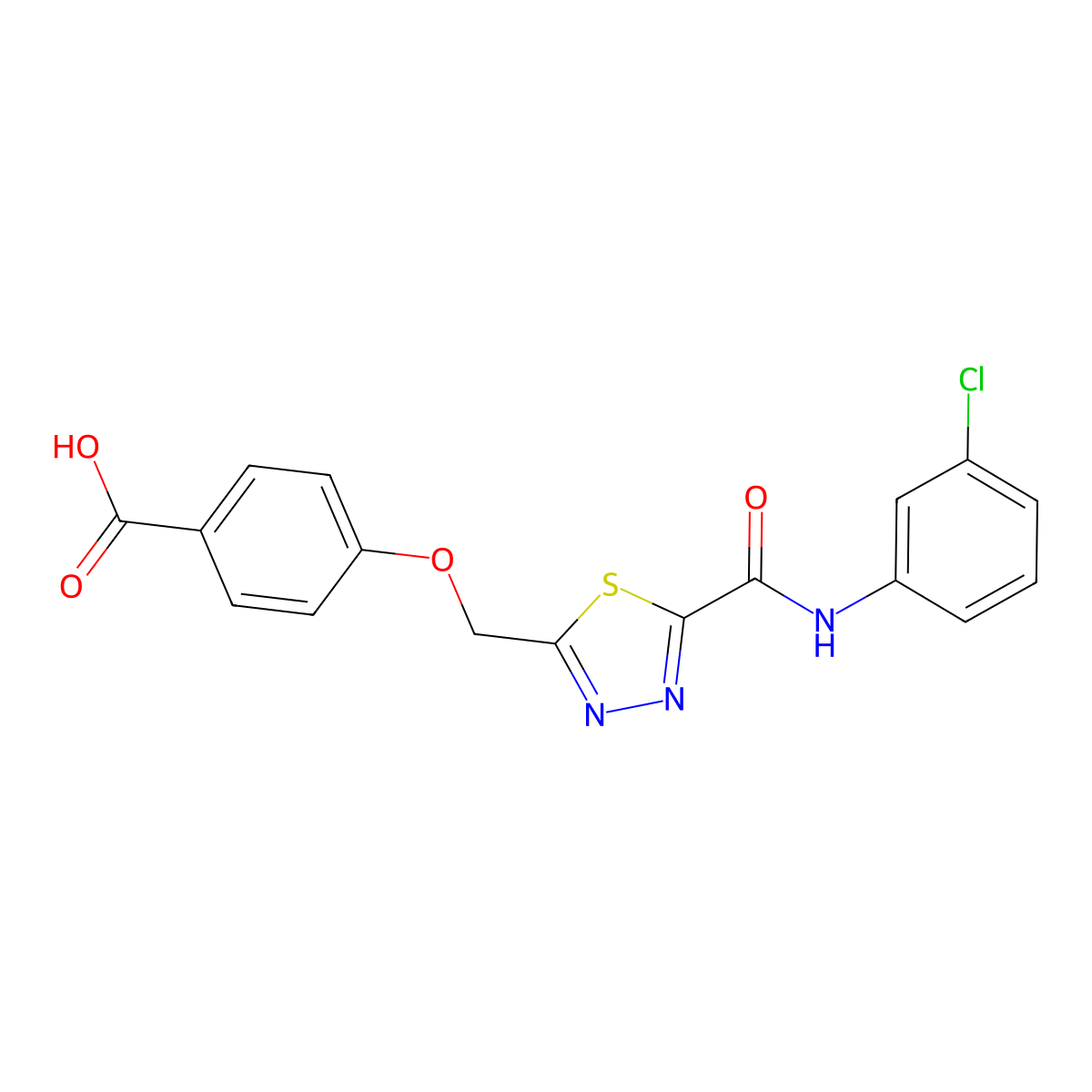 4-[(5-{[(3-Chlorophenyl)amino]carbonyl}-1,3,4-thiadiazol-2-yl)methoxy]benzoic acid molecular structure, CAS 1142209-45-7