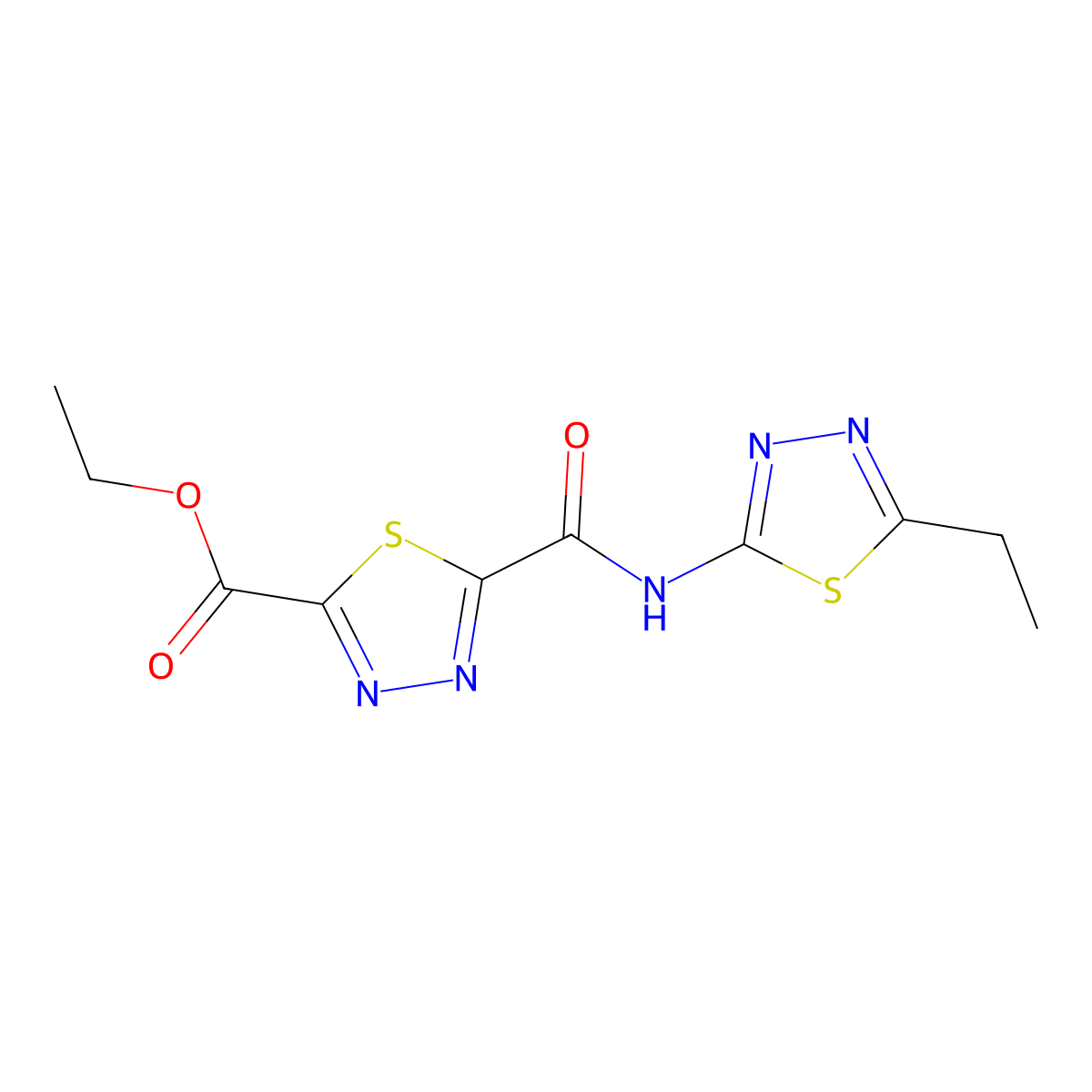 Ethyl 5-{[(5-ethyl-1,3,4-thiadiazol-2-YL)amino]-carbonyl}-1,3,4-thiadiazole-2-carboxylate molecular structure, CAS 1142209-48-0