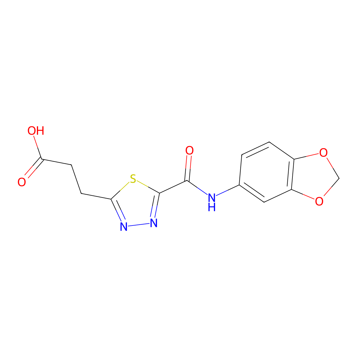 3-{5-[(1,3-Benzodioxol-5-ylamino)carbonyl]-1,3,4-thiadiazol-2-yl}propanoic acid molecular structure, CAS 1142209-53-7