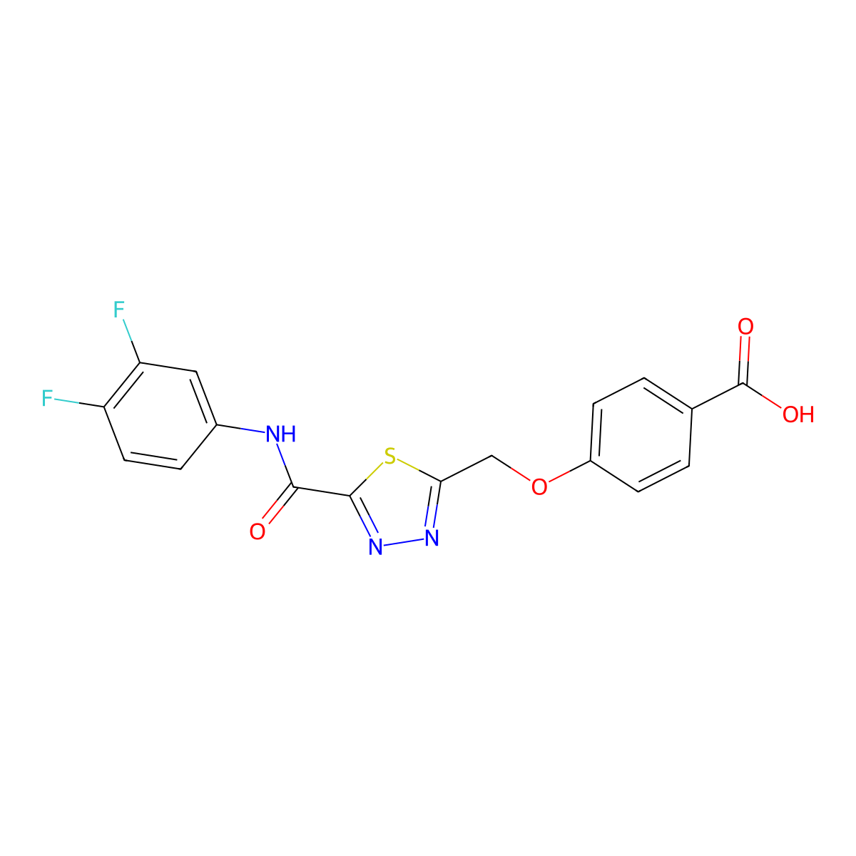 4-[(5-{[(3,4-Difluorophenyl)amino]carbonyl}-1,3,4-thiadiazol-2-yl)methoxy]benzoic acid molecular structure, CAS 1142209-54-8