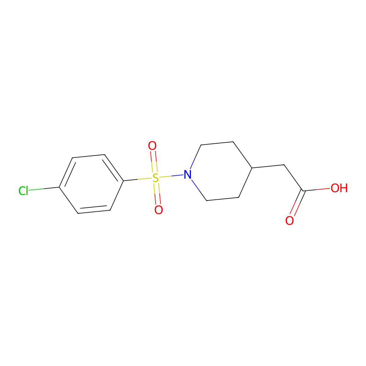 4-Piperidineacetic acid, 1-[(4-chlorophenyl)sulfonyl]- molecular structure, CAS 1142209-57-1