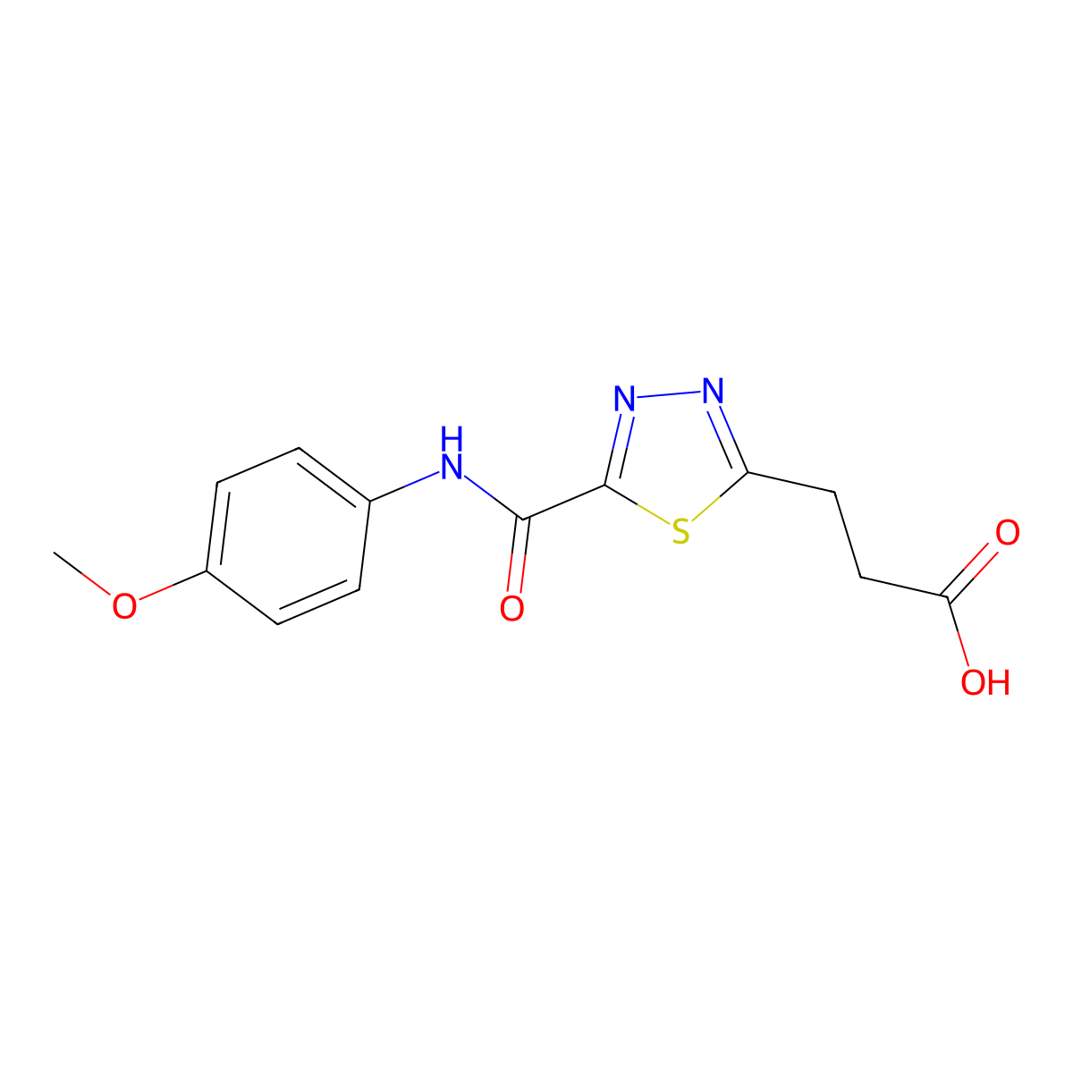 3-(5-{[(4-Methoxyphenyl)amino]carbonyl}-1,3,4-thiadiazol-2-yl)propanoic acid molecular structure, CAS 1142209-61-7