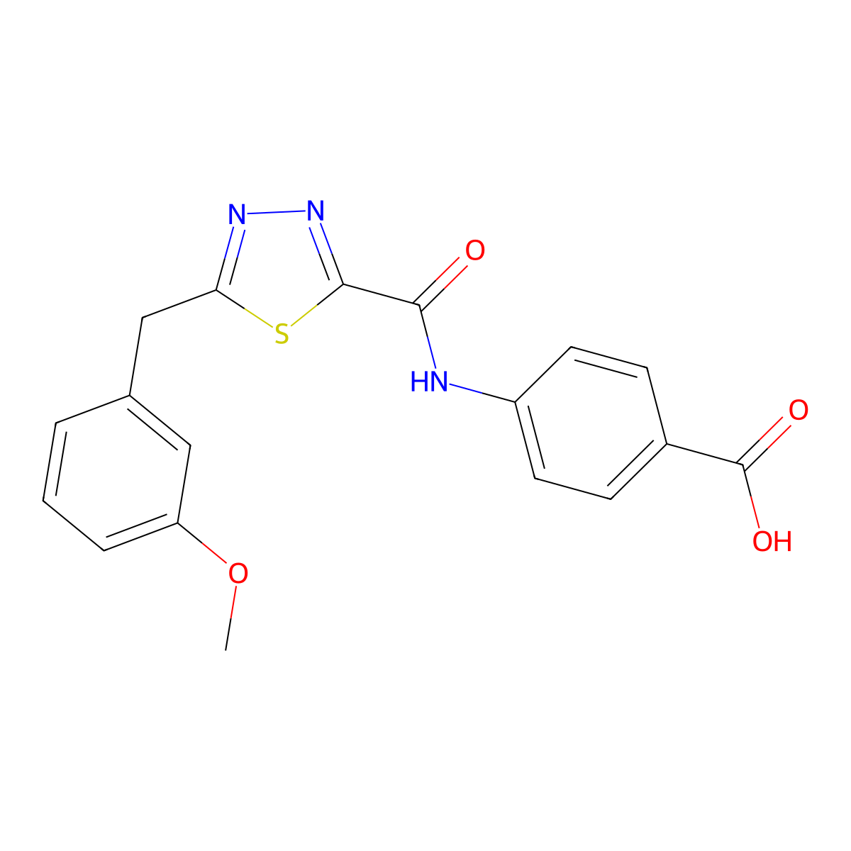 4-({[5-(3-Methoxybenzyl)-1,3,4-thiadiazol-2-YL]-carbonyl}amino)benzoic acid molecular structure, CAS 1142209-78-6