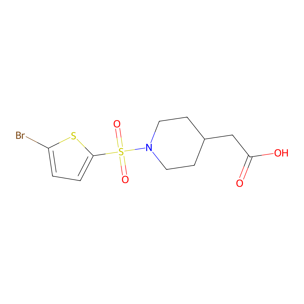 {1-[(5-Bromo-2-thienyl)sulfonyl]piperidin-4-yl}acetic acid molecular structure, CAS 1142209-86-6