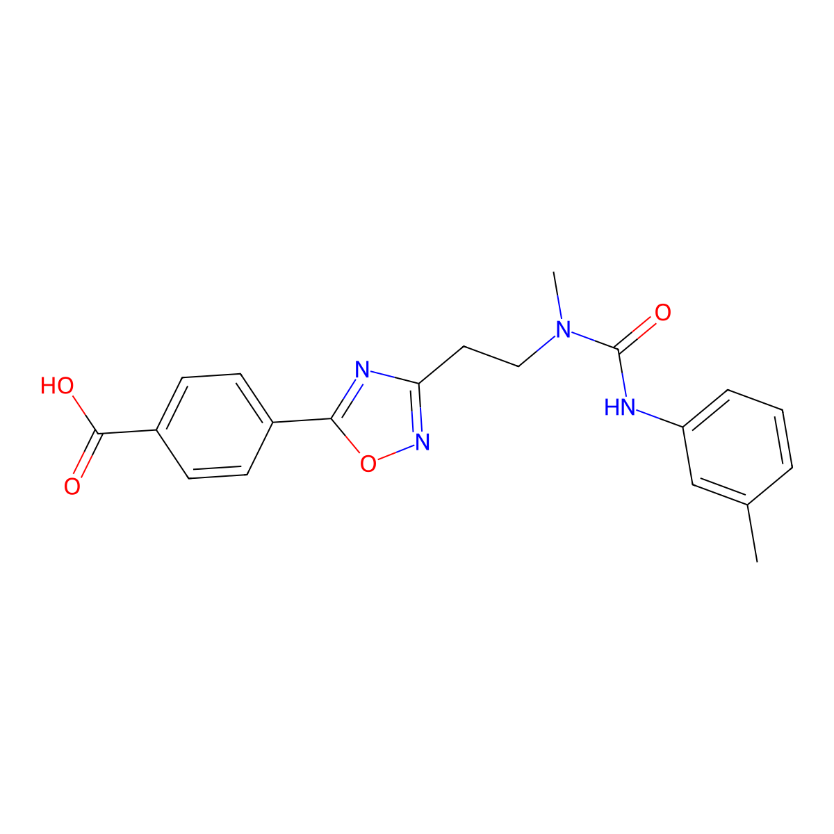 4-{3-[2-(Methyl{[(3-methylphenyl)amino]carbonyl}-amino)ethyl]-1,2,4-oxadiazol-5-YL}benzoic acid molecular structure, CAS 1142209-91-3