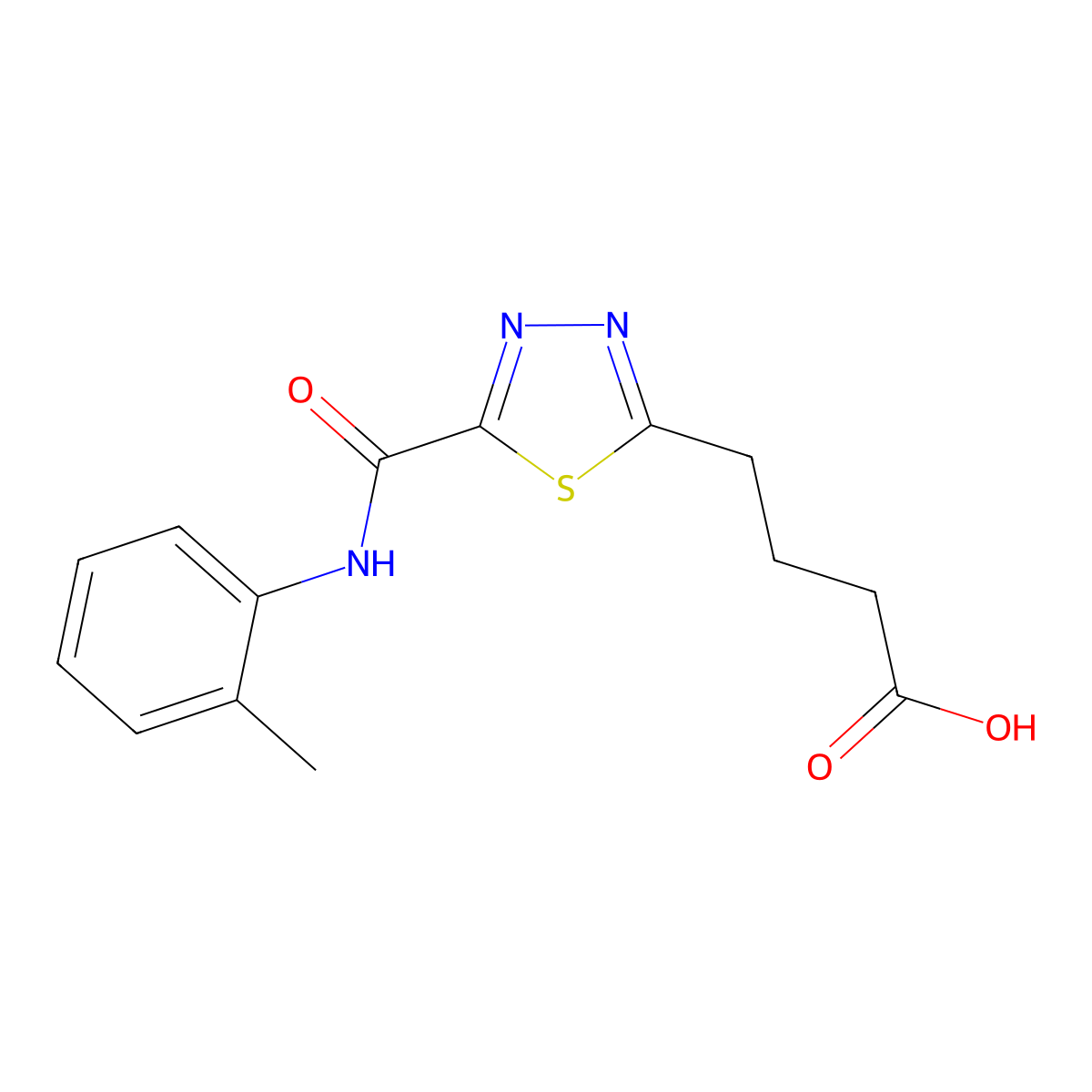 4-(5-{[(2-Methylphenyl)amino]carbonyl}-1,3,4-thiadiazol-2-yl)butanoic acid molecular structure, CAS 1142210-01-2