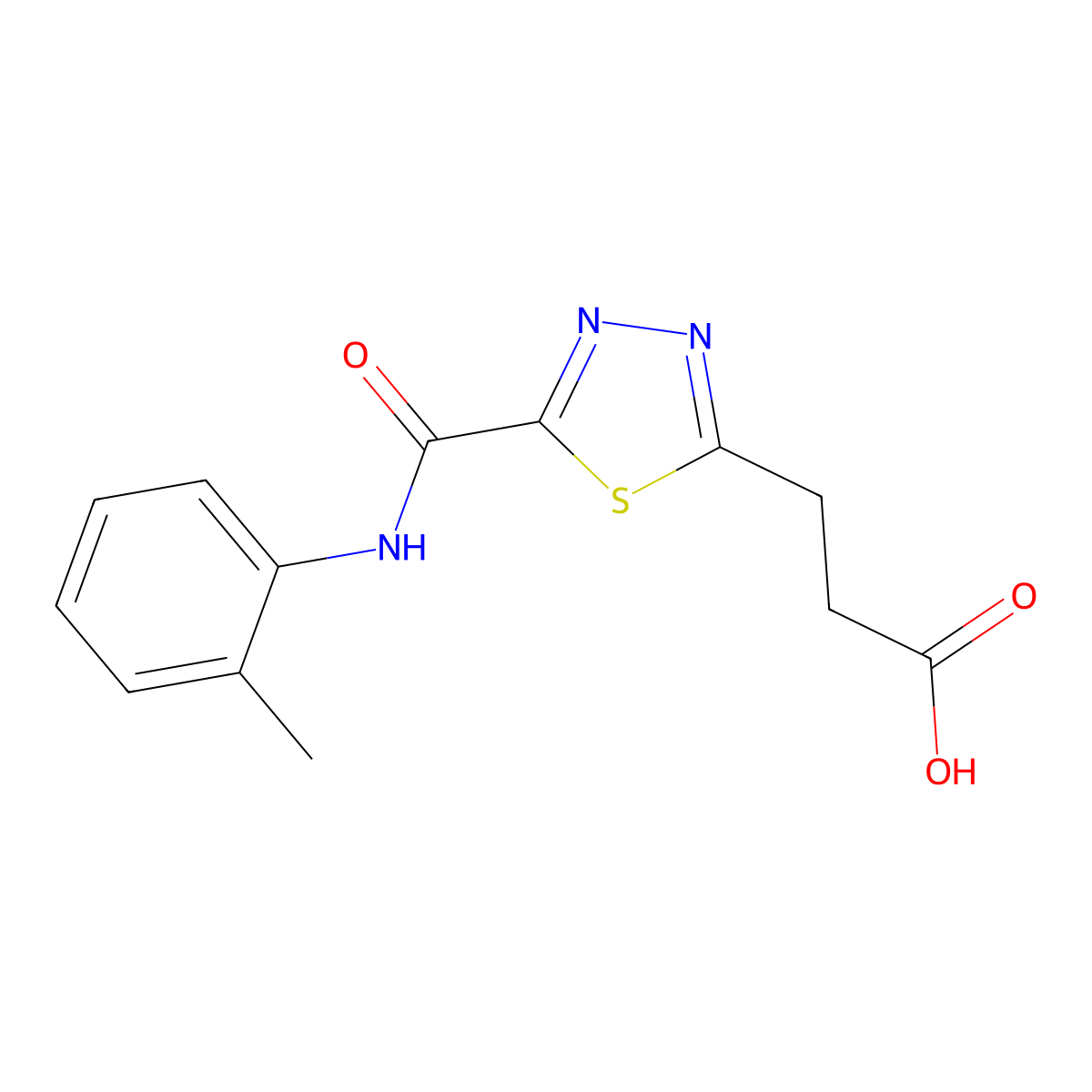3-(5-{[(2-Methylphenyl)amino]carbonyl}-1,3,4-thiadiazol-2-yl)propanoic acid molecular structure, CAS 1142210-07-8