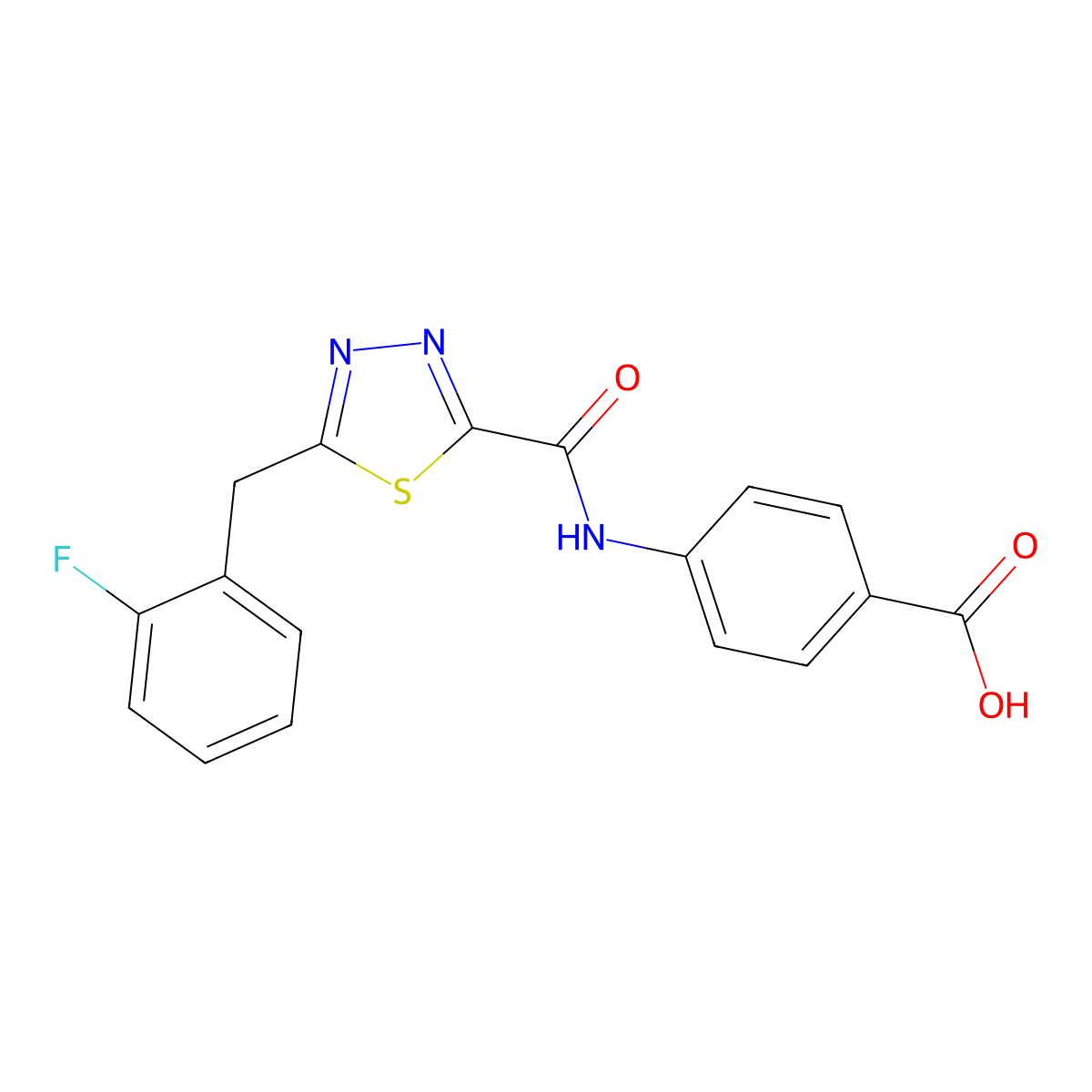 4-({[5-(2-Fluorobenzyl)-1,3,4-thiadiazol-2-YL]-carbonyl}amino)benzoic acid molecular structure, CAS 1142210-12-5