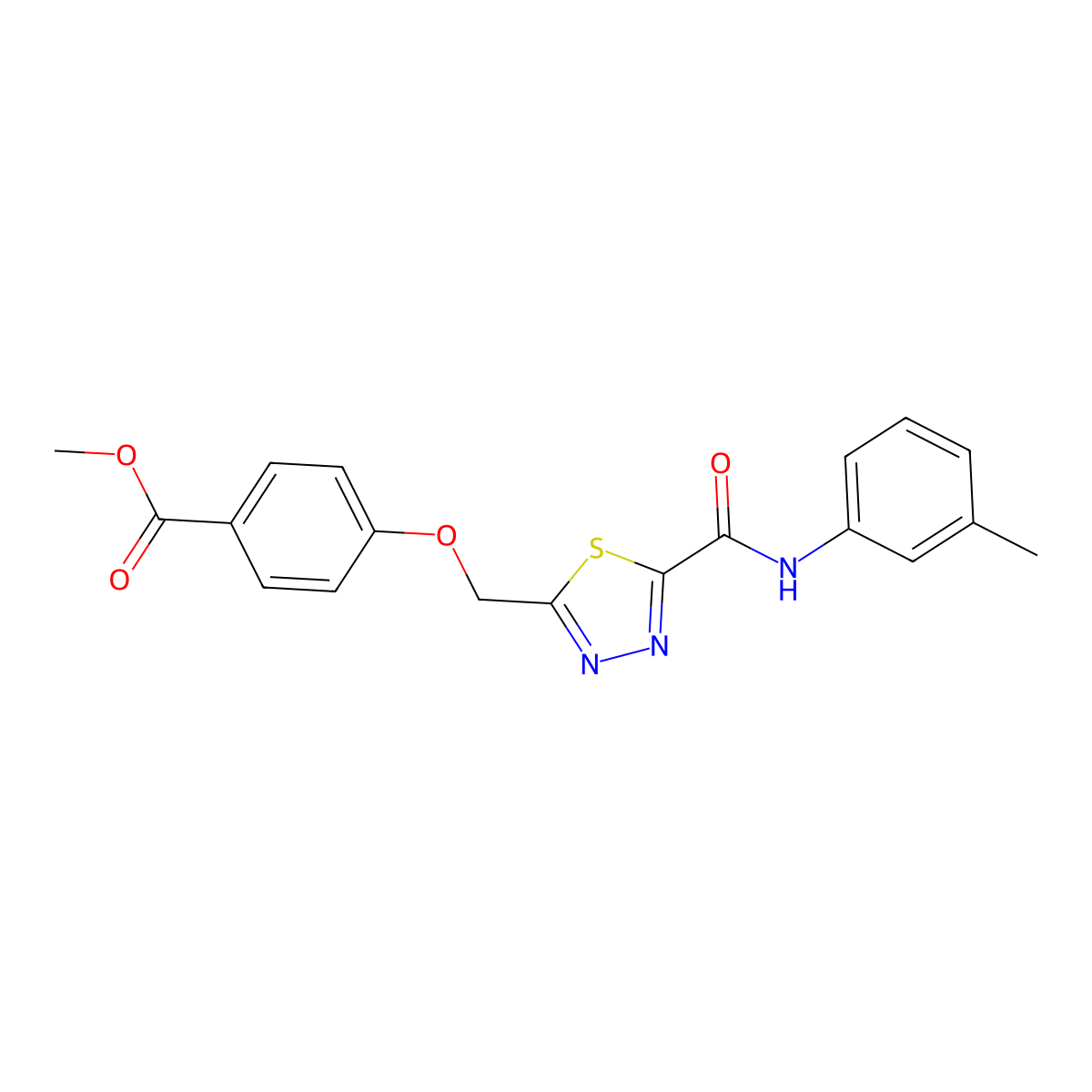 Methyl 4-[(5-{[(3-methylphenyl)amino]carbonyl}-1,3,4-thiadiazol-2-yl)methoxy]benzoate molecular structure, CAS 1142210-19-2