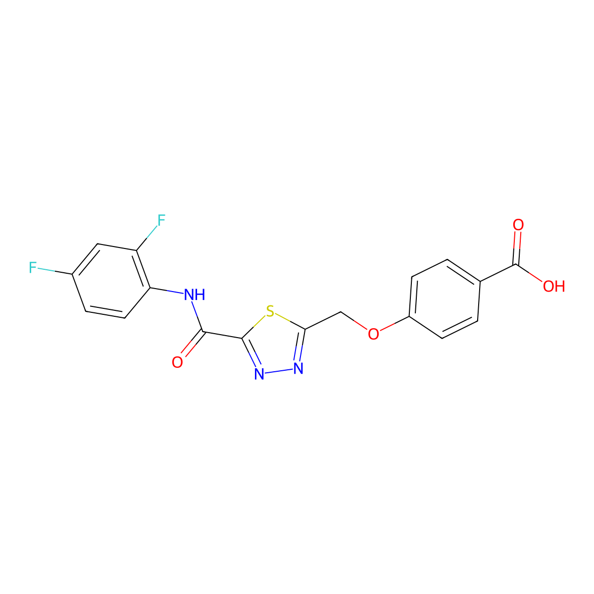 4-[(5-{[(2,4-Difluorophenyl)amino]carbonyl}-1,3,4-thiadiazol-2-yl)methoxy]benzoic acid molecular structure, CAS 1142210-22-7