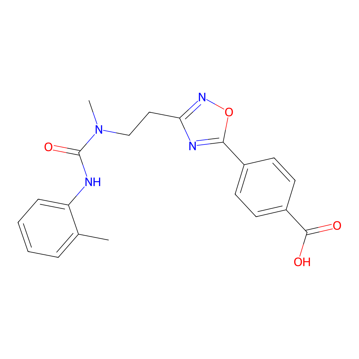 4-{3-[2-(Methyl{[(2-methylphenyl)amino]carbonyl}-amino)ethyl]-1,2,4-oxadiazol-5-YL}benzoic acid molecular structure, CAS 1142210-33-0
