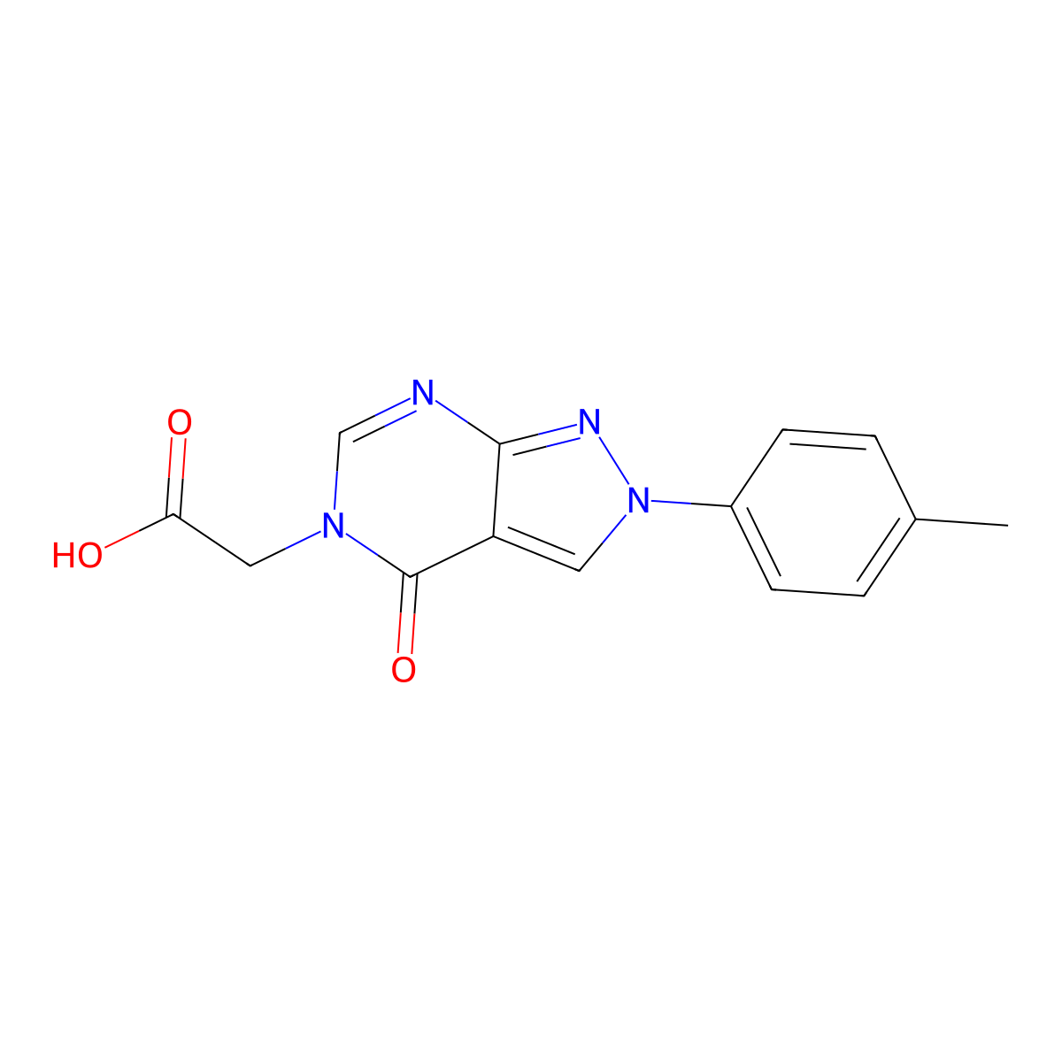 [2-(4-methylphenyl)-4-oxo-2,4-dihydro-5H-pyrazolo[3,4-d]pyrimidin-5-yl]acetic acid molecular structure, CAS 1142210-36-3