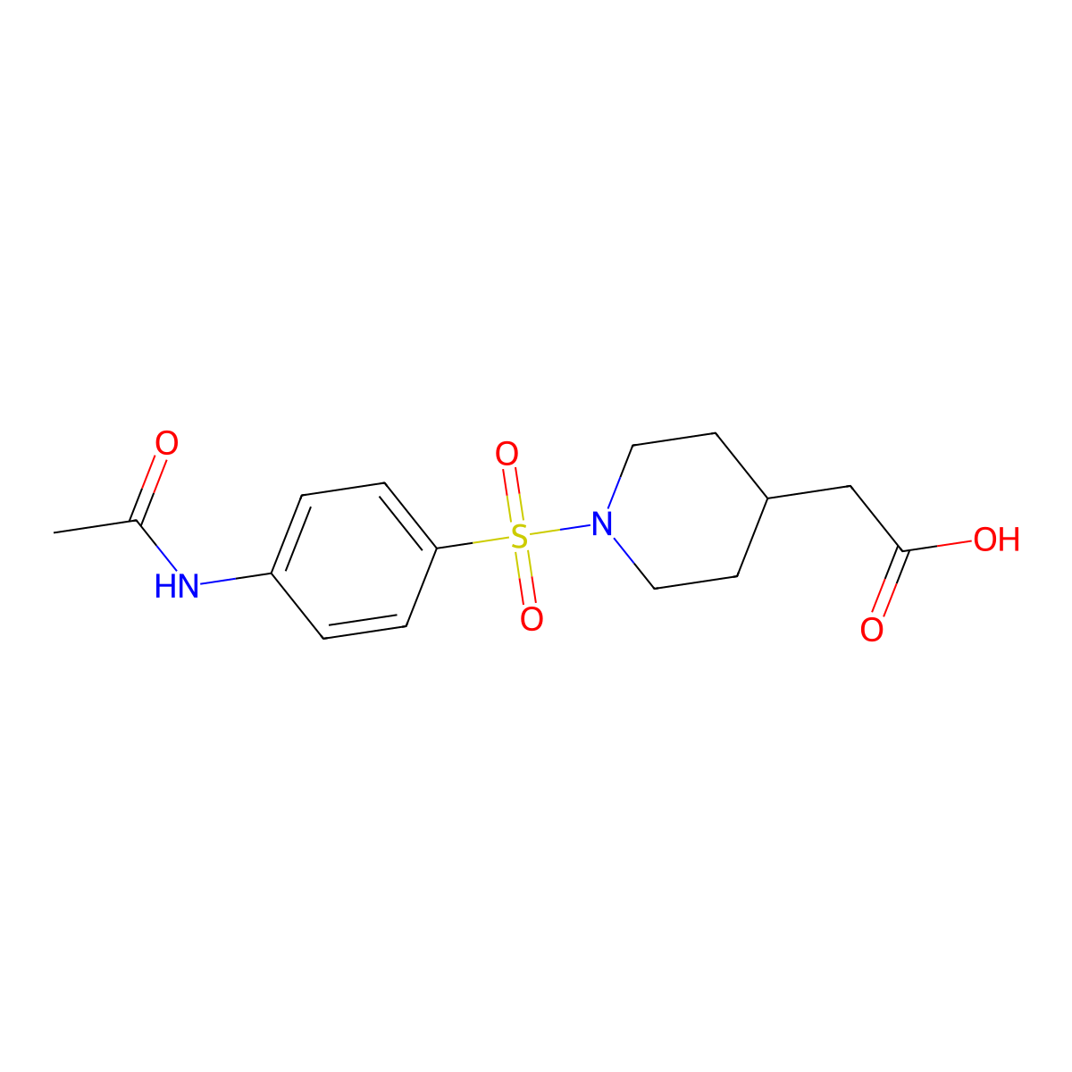 (1-{[4-(Acetylamino)phenyl]sulfonyl}piperidin-4-yl)acetic acid molecular structure, CAS 1142210-40-9
