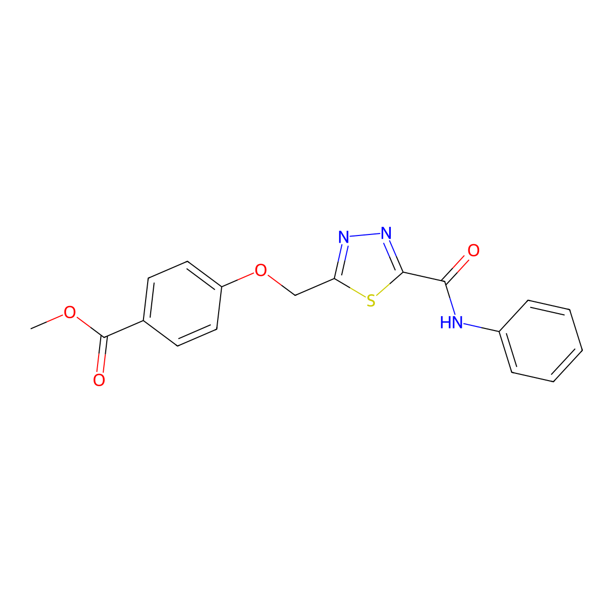 Methyl 4-{[5-(anilinocarbonyl)-1,3,4-thiadiazol-2-yl]methoxy}benzoate molecular structure, CAS 1142210-42-1
