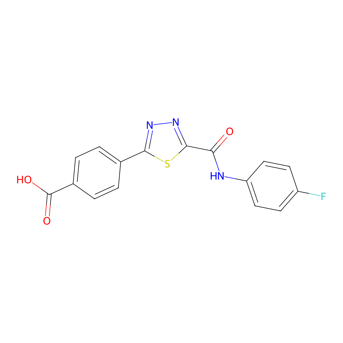 4-(5-{[(4-Fluorophenyl)amino]carbonyl}-1,3,4-thiadiazol-2-yl)benzoic acid molecular structure, CAS 1142210-46-5