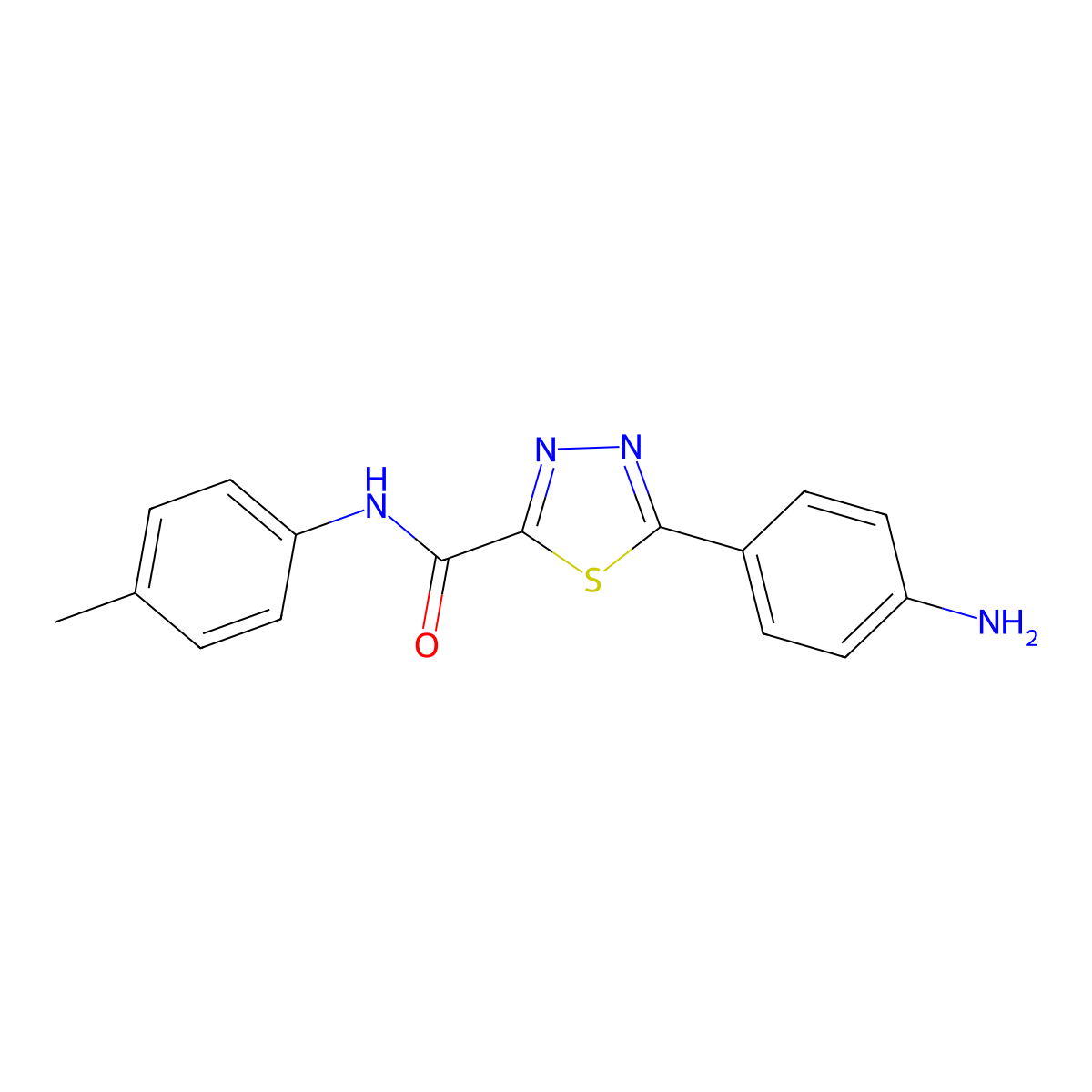 5-(4-aminophenyl)-N-(4-methylphenyl)-1,3,4-thiadiazole-2-carboxamide molecular structure, CAS 1142210-50-1