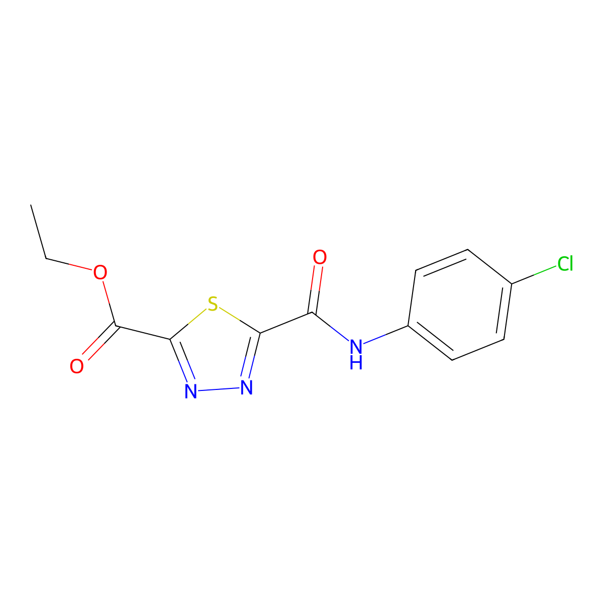 Ethyl 5-{[(4-chlorophenyl)amino]carbonyl}-1,3,4-thiadiazole-2-carboxylate molecular structure, CAS 1142210-64-7