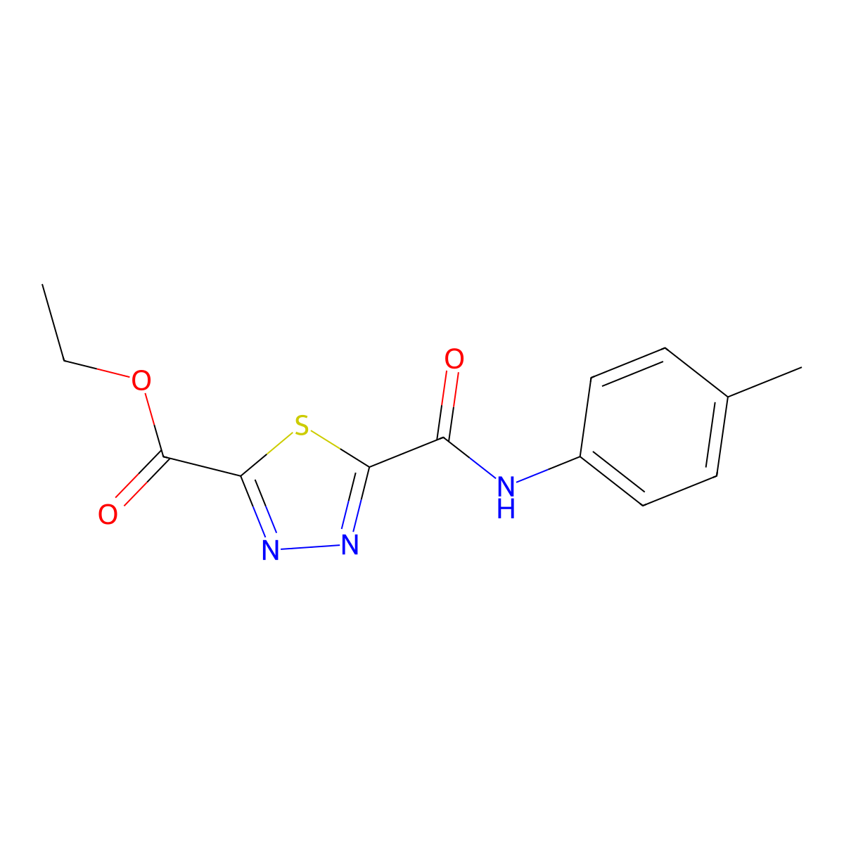 Ethyl 5-{[(4-methylphenyl)amino]carbonyl}-1,3,4-thiadiazole-2-carboxylate molecular structure, CAS 1142210-74-9