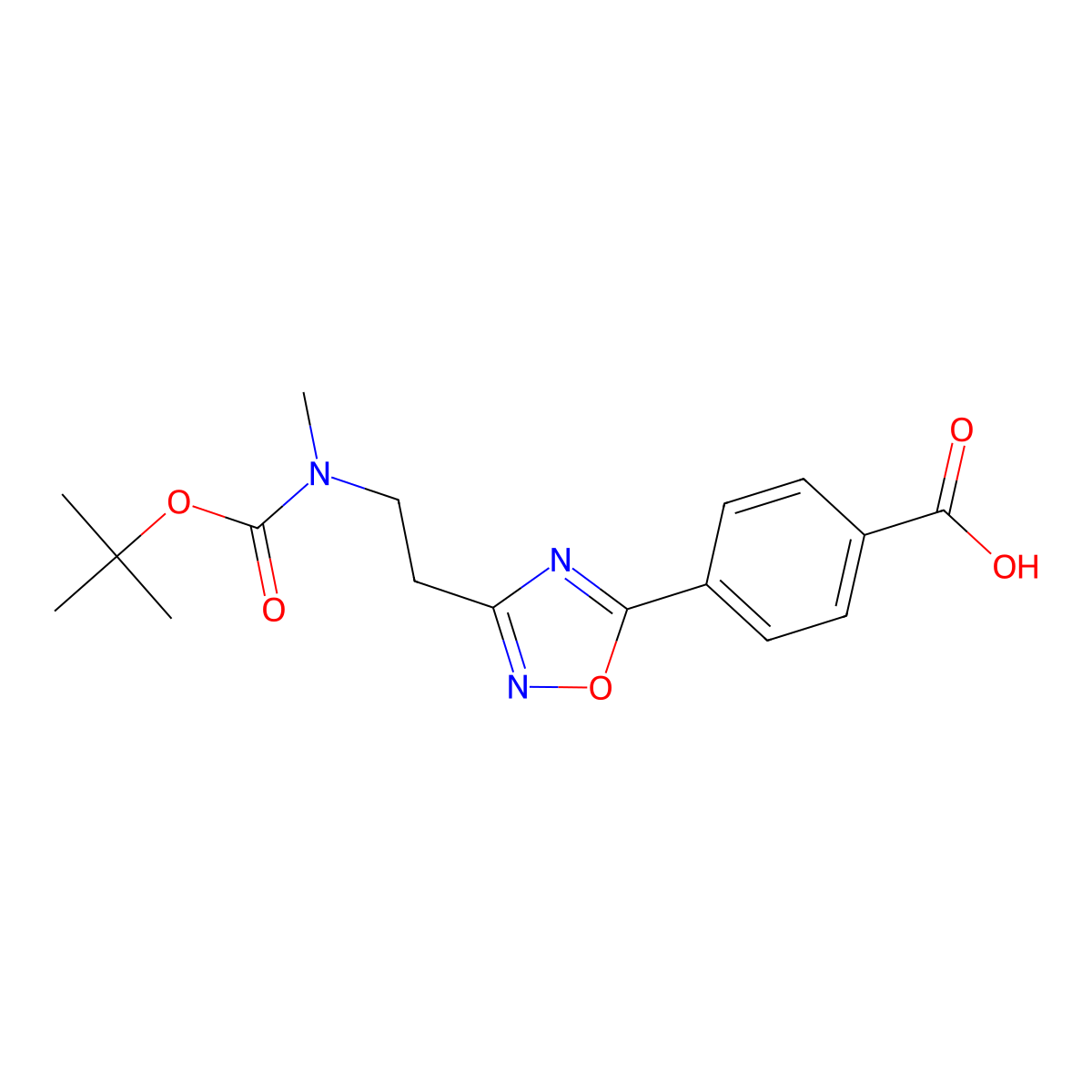4-(3-{2-[(Tert-butoxycarbonyl)(methyl)amino]-ethyl}-1,2,4-oxadiazol-5-YL)benzoic acid molecular structure, CAS 1142210-76-1