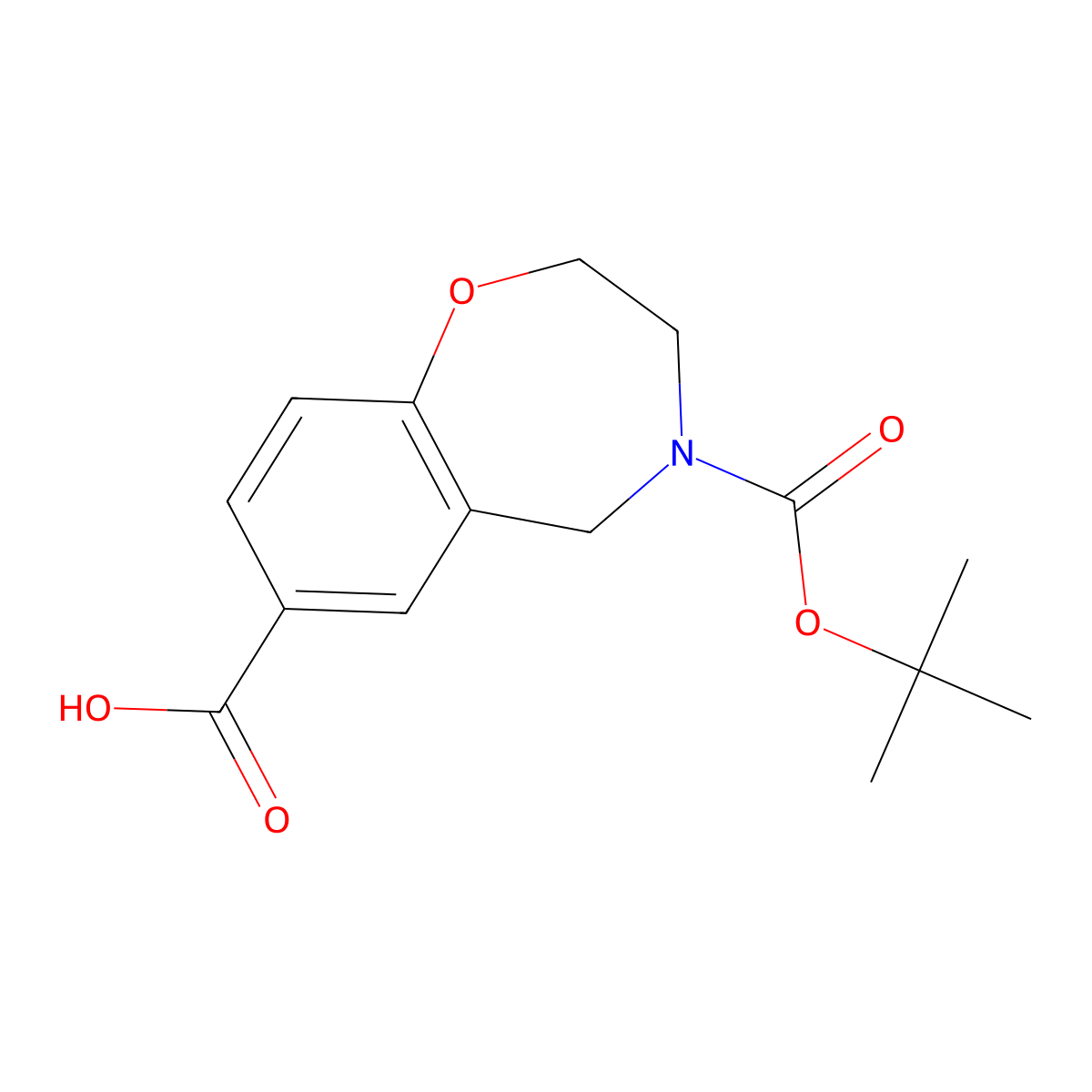 4-(tert-Butoxycarbonyl)-2,3,4,5-tetrahydro-1,4-benzoxazepine-7-carboxylic acid molecular structure, CAS 1142210-79-4