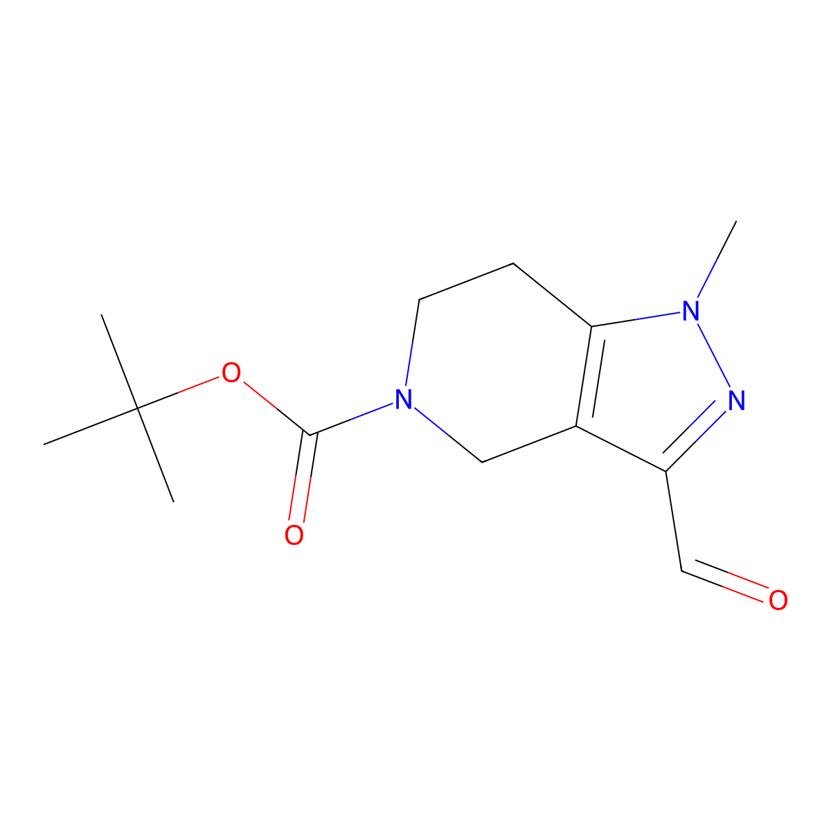 tert-butyl 3-formyl-1-methyl-1,4,6,7-tetrahydro-5H-pyrazolo[4,3-c]pyridine-5-carboxylate molecular structure, CAS 1142210-83-0
