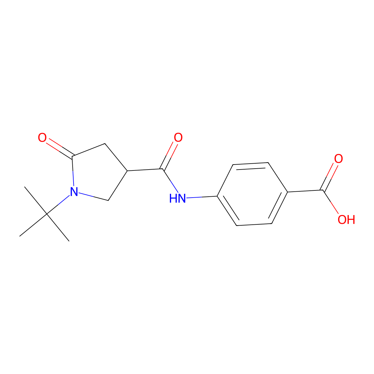 4-{[(1-Tert-butyl-5-oxopyrrolidin-3-YL)carbonyl]-amino}benzoic acid molecular structure, CAS 1142211-10-6