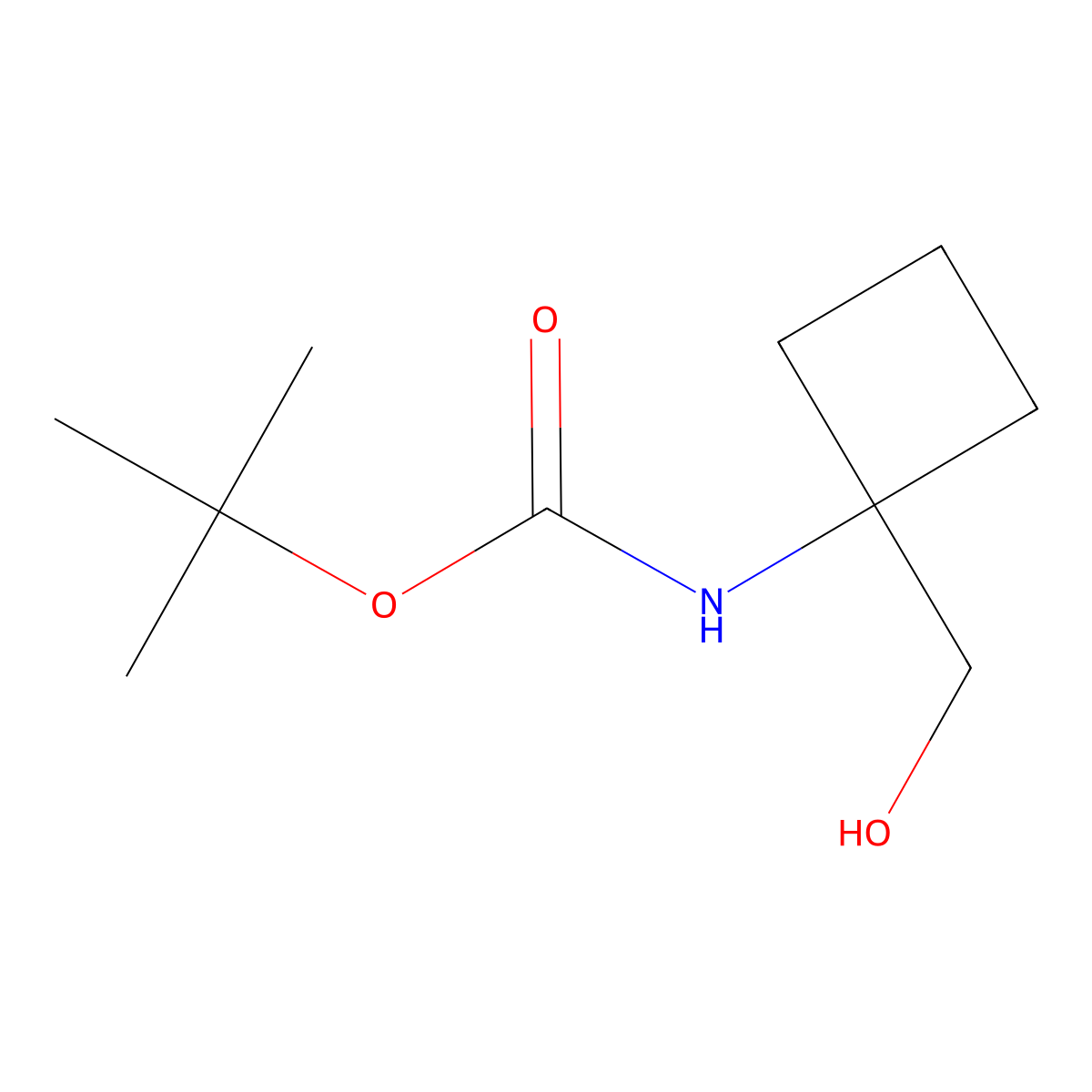 tert-butyl N-(1-(hydroxymethyl)cyclobutyl)carbamate molecular structure, CAS 1142211-17-3