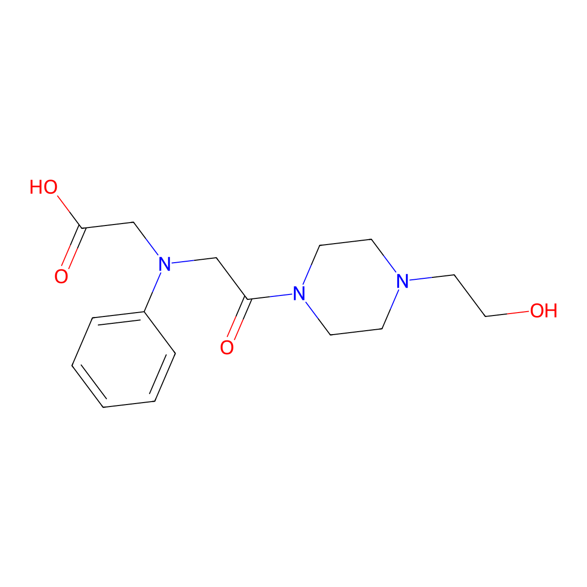 [{2-[4-(2-Hydroxyethyl)piperazin-1-yl]-2-oxoethyl}(phenyl)amino]acetic acid molecular structure, CAS 1142211-58-2