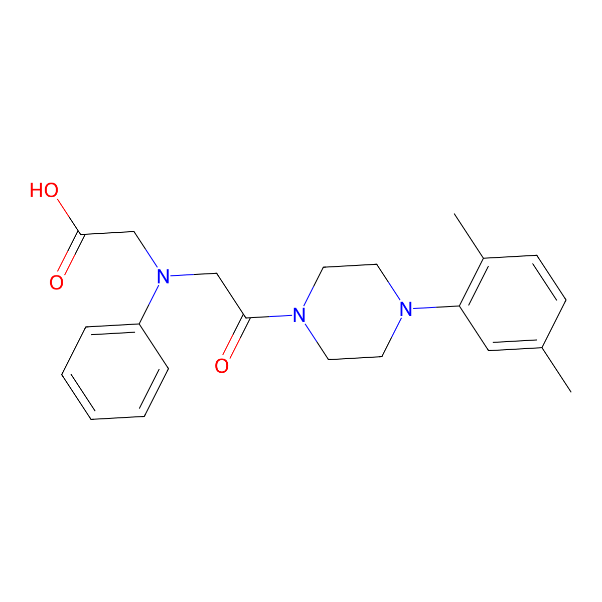 [{2-[4-(2,5-Dimethylphenyl)piperazin-1-yl]-2-oxoethyl}(phenyl)amino]acetic acid molecular structure, CAS 1142211-66-2