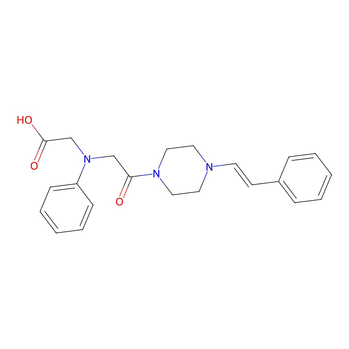 [(2-oxo-2-{4-[(E)-2-phenylvinyl]piperazin-1-yl}ethyl)(phenyl)amino]acetic acid molecular structure, CAS 1142211-68-4