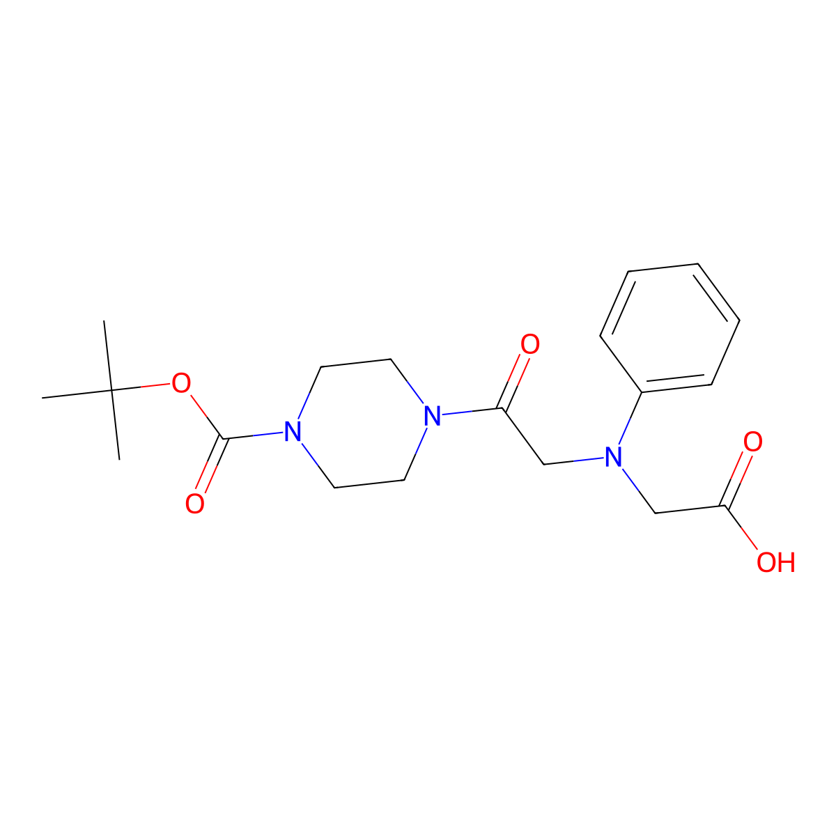 [{2-[4-(Tert-butoxycarbonyl)piperazin-1-yl]-2-oxoethyl}(phenyl)amino]acetic acid molecular structure, CAS 1142211-82-2