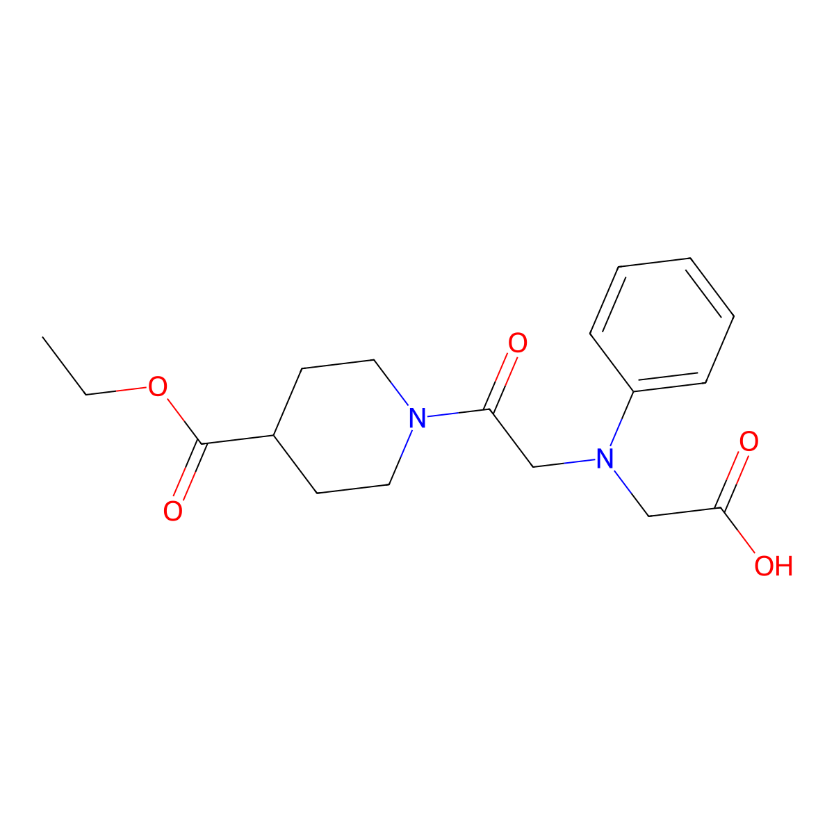 [{2-[4-(Ethoxycarbonyl)piperidin-1-yl]-2-oxoethyl}(phenyl)amino]acetic acid molecular structure, CAS 1142211-83-3